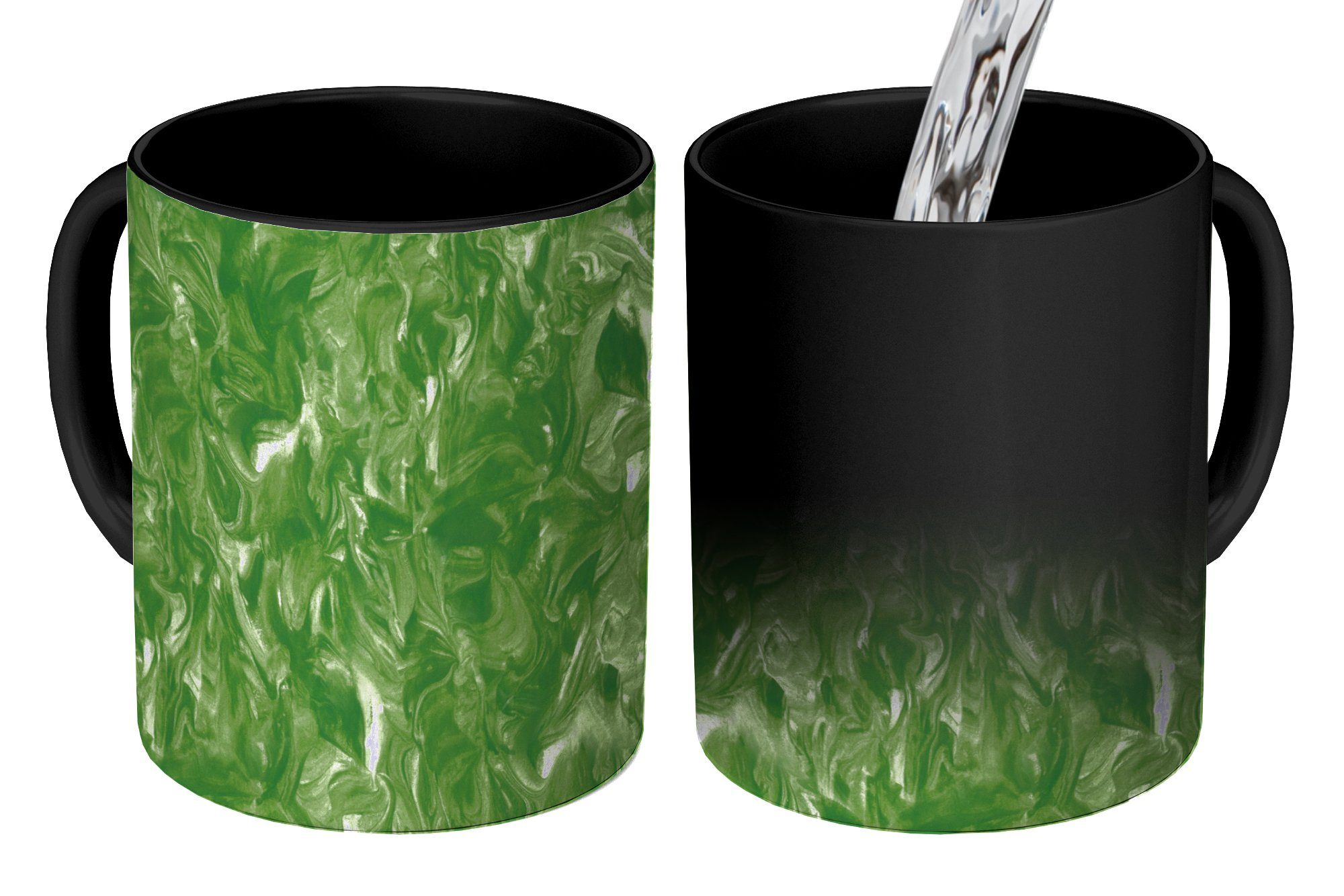 MuchoWow Tasse Farbe - Marmor - Grün - Design, Keramik, Farbwechsel, Kaffeetassen, Teetasse, Zaubertasse, Geschenk