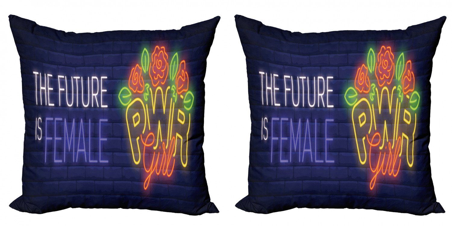 Kissenbezüge Modern Accent Doppelseitiger Digitaldruck, Abakuhaus (2 Stück), Mädchen-Slogan Die Zukunft ist weiblich