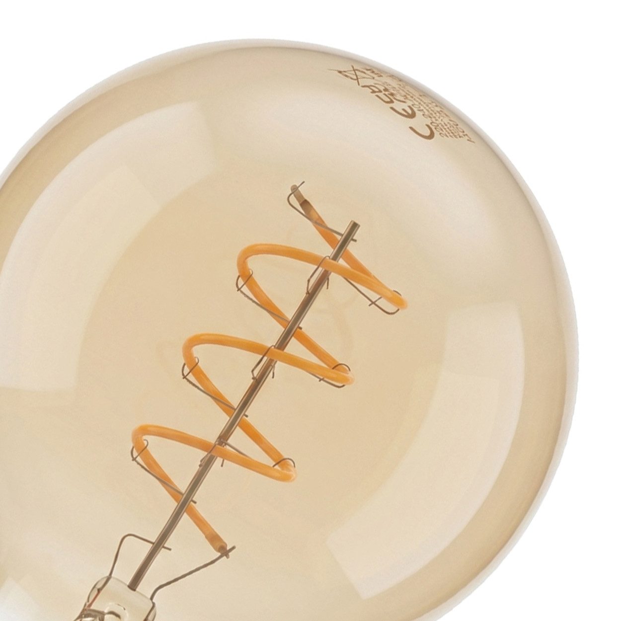hofstein LED-Leuchtmittel 4er Set Glühbirne Extra Warmweiß dimmbar 6 Watt, E27, 2200 Kelvin, 320 Lumen, Globe Vintage, Filament Spirale, Amber – Bild 5 von 5
