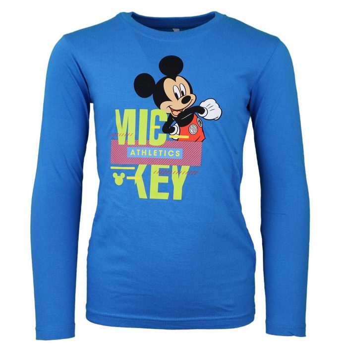 Disney Mickey Mouse Langarmshirt Mickey Maus Kinder Shirt Gr. 104 bis 134 100% Baumwolle in Blau
