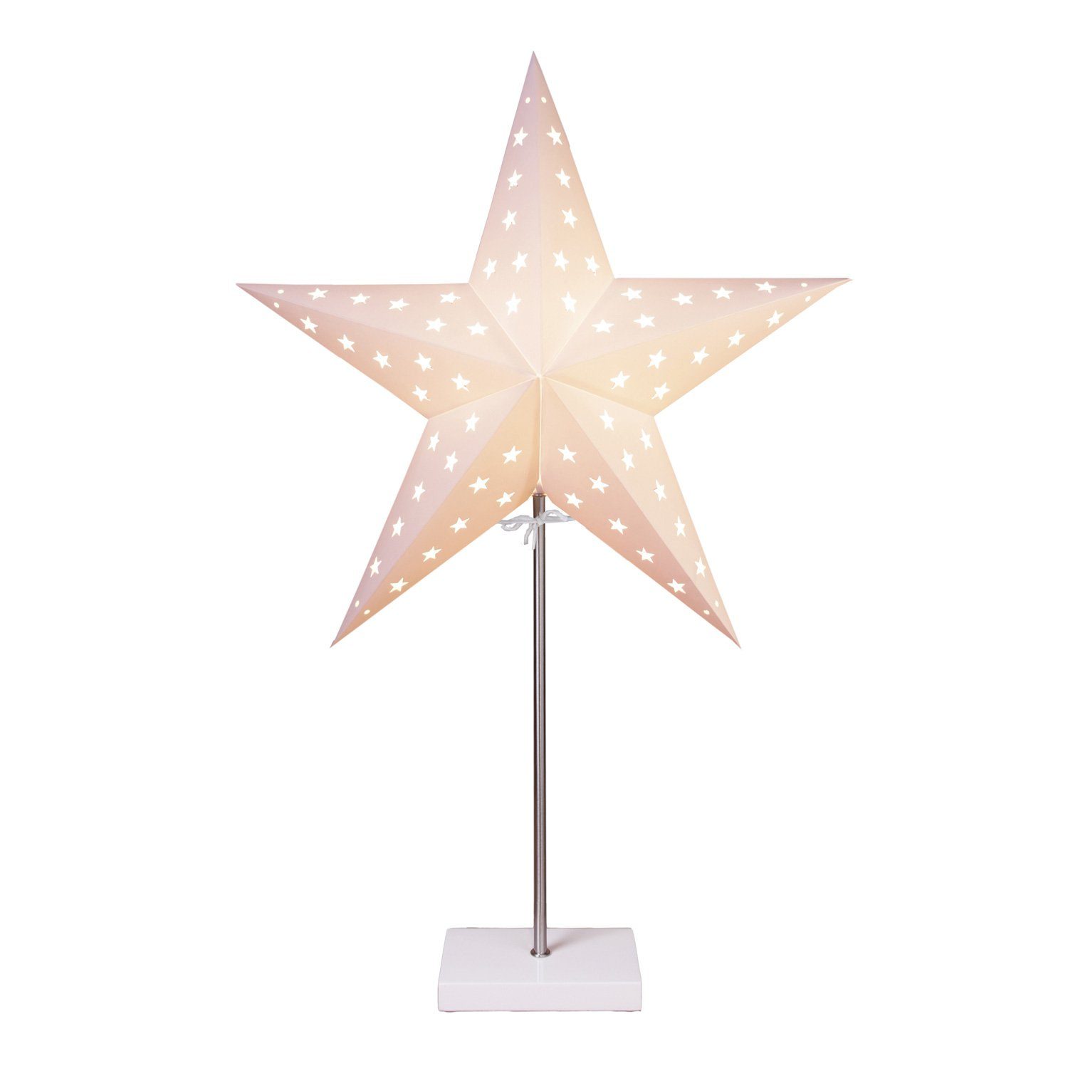 STAR TRADING LED Stern Papierstern Weihnachtsstern stehend 5-zackig 65cm E14 mit Kabel weiß
