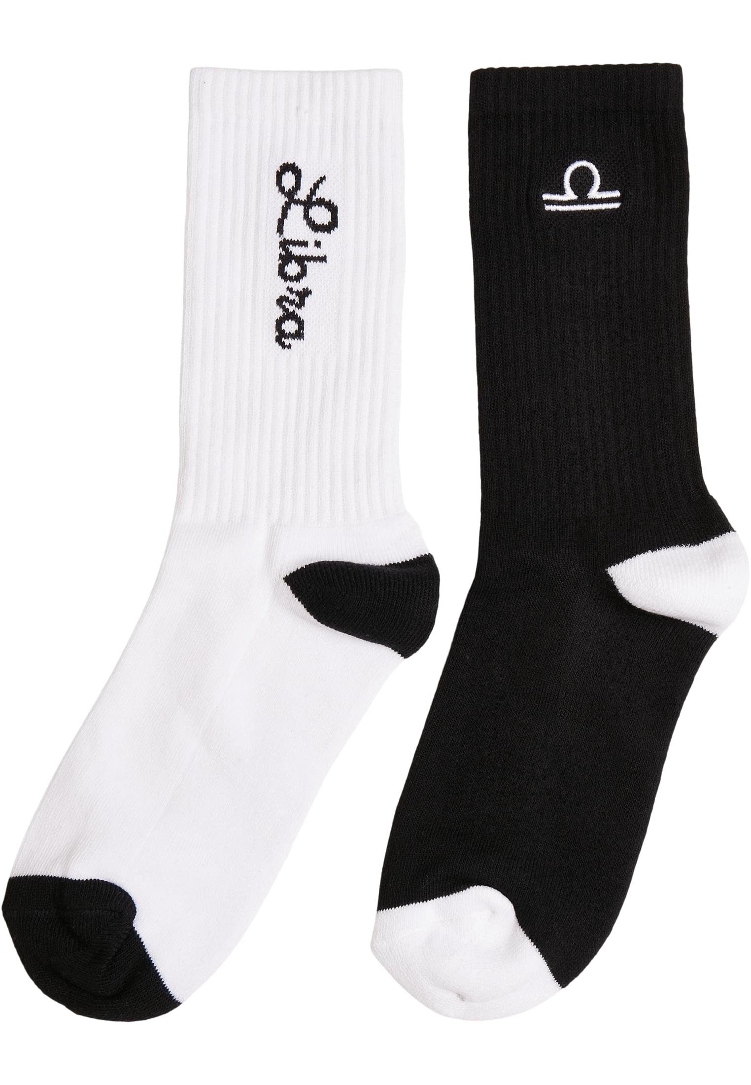 (1-Paar) Freizeitsocken MisterTee black/white 2-Pack Zodiac Socks Accessoires libra