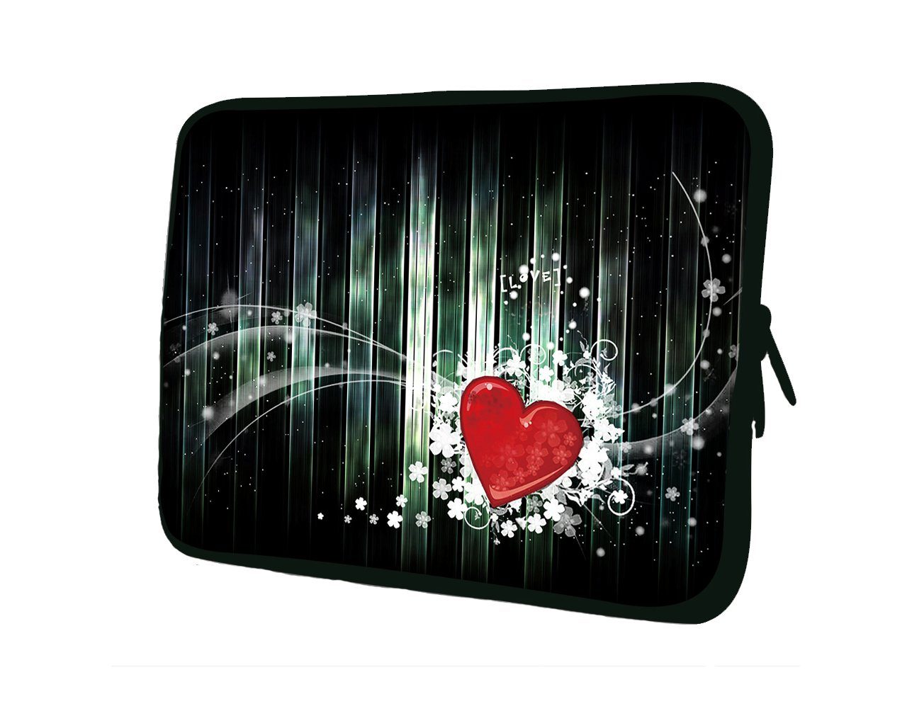 wortek Laptoptasche für Laptops bis 15,4", Herz Schwarz Rot, Wasserabweisend | Businesstaschen