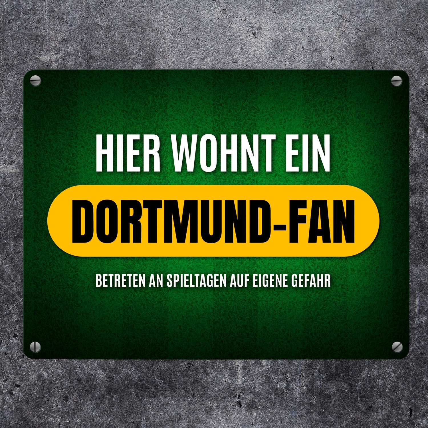 speecheese Metallschild Hier wohnt ein Dortmund Fan Metallschild mit Rasen günstig online kaufen