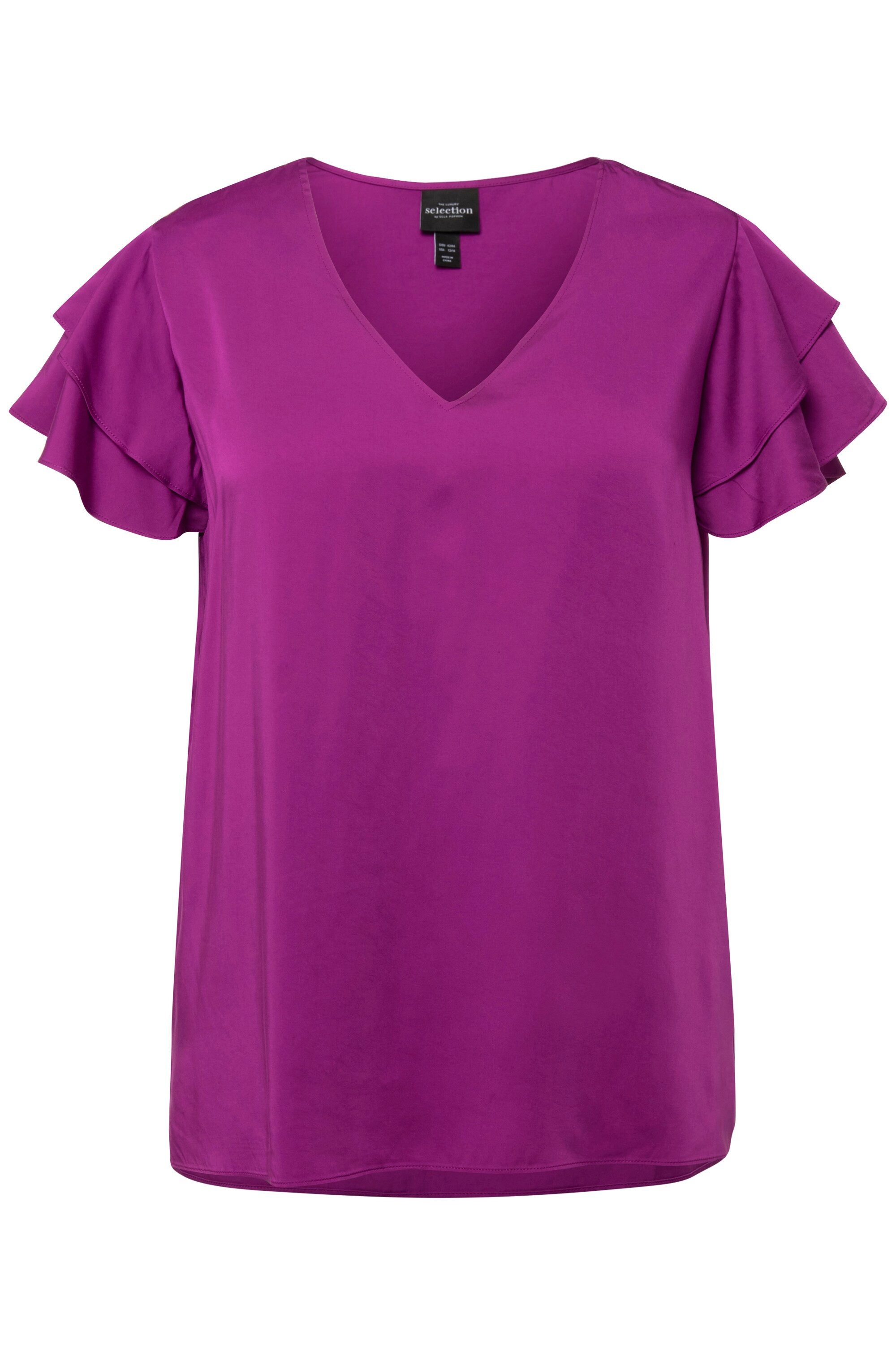 Ulla Popken Druckbluse Blusenshirt V-Ausschnitt doppelte günstig online kaufen