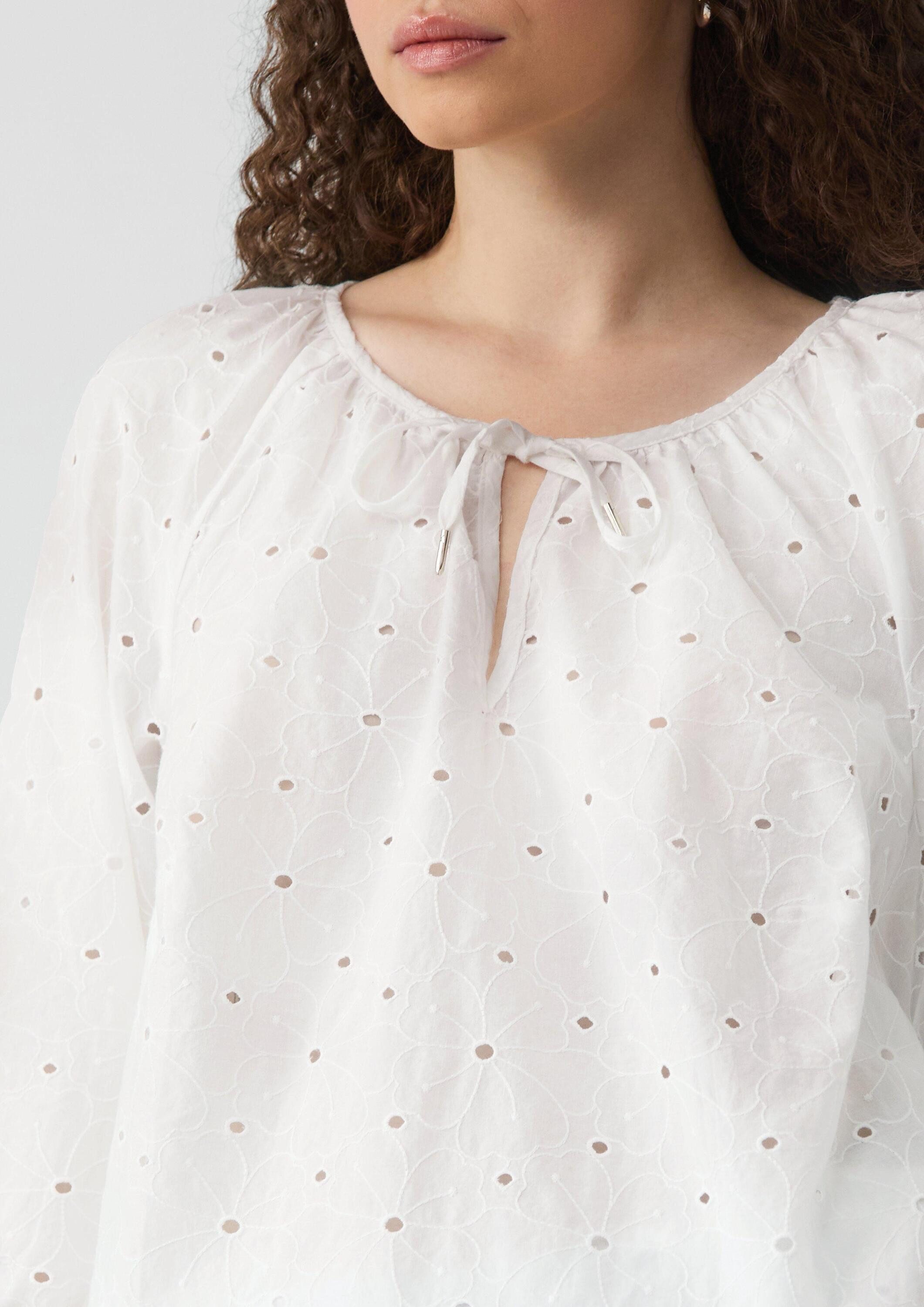 QS Kurzarmbluse Bluse Bluse mit Raffung