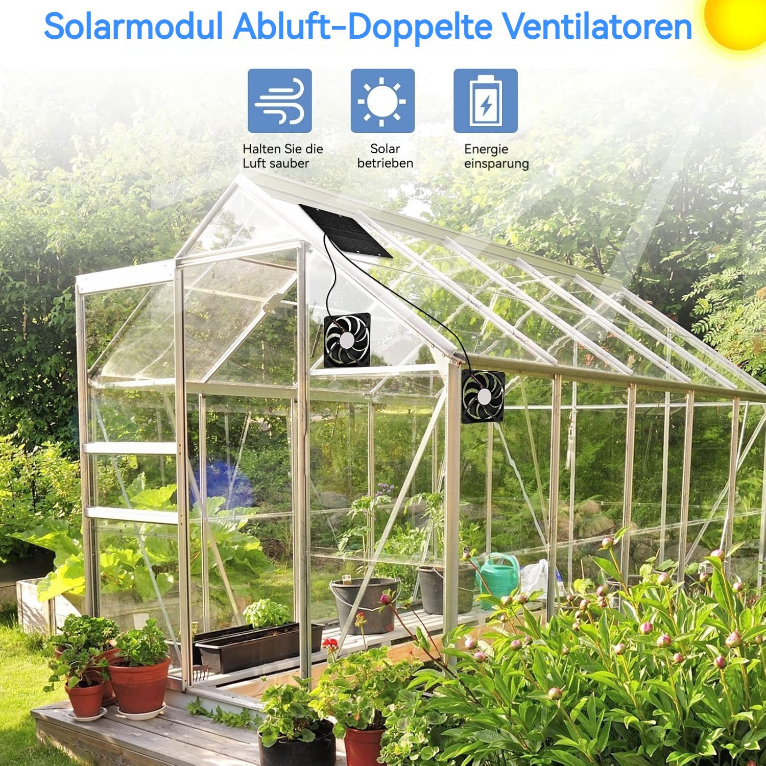 BlingBin Wandventilator Solar Ventilator Dual Fan günstig online kaufen