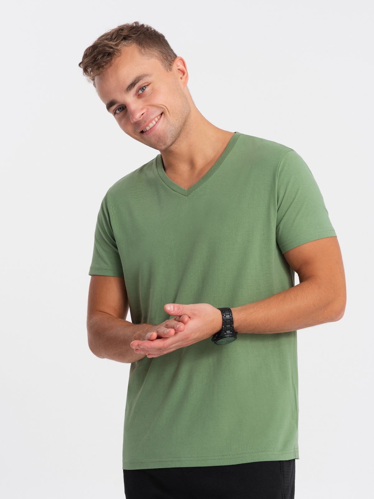 OMBRE T-Shirt Klassisches Herren-T-Shirt mit V-Ausschnitt günstig online kaufen