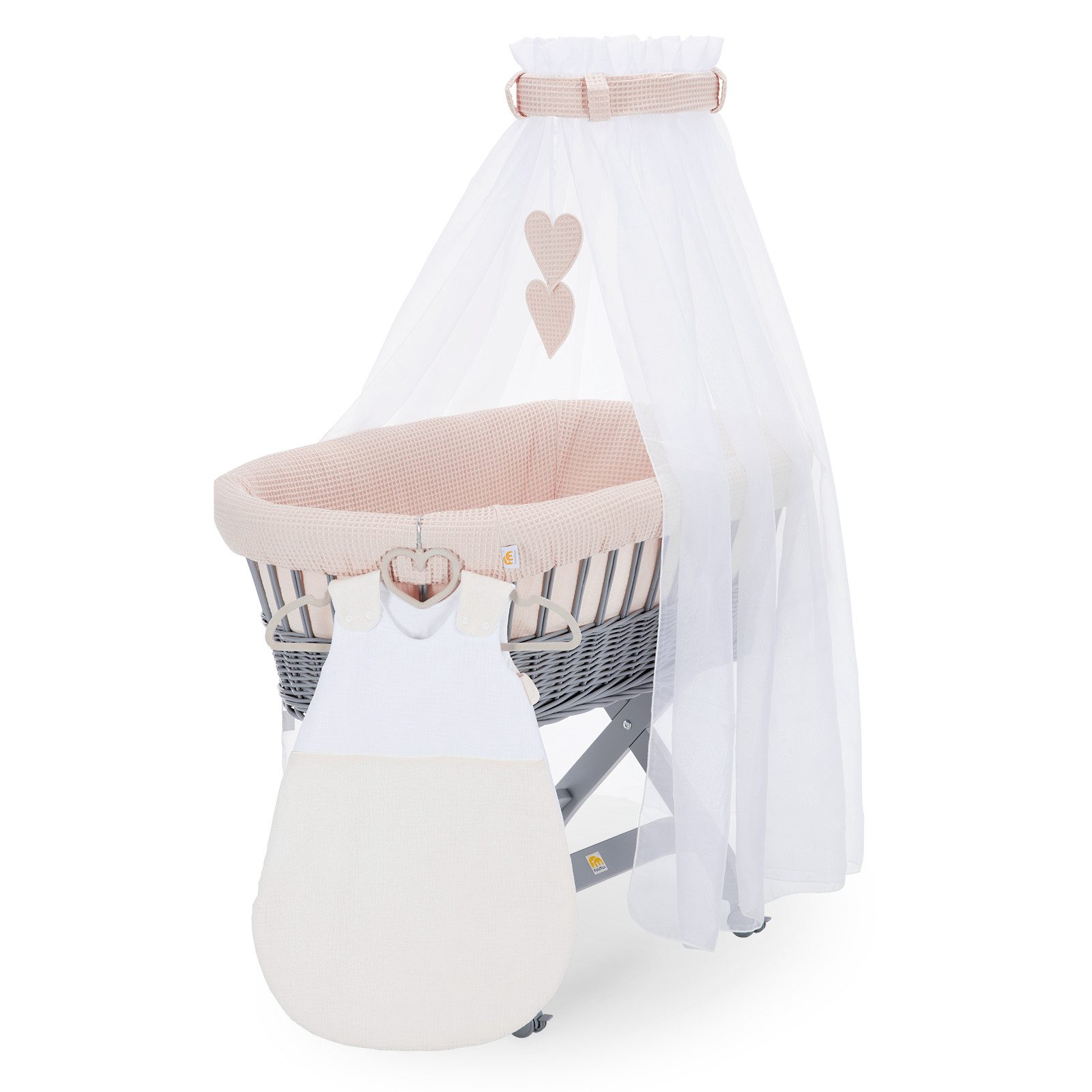 FabiMax Stubenwagen grau lackiert, Komplettset