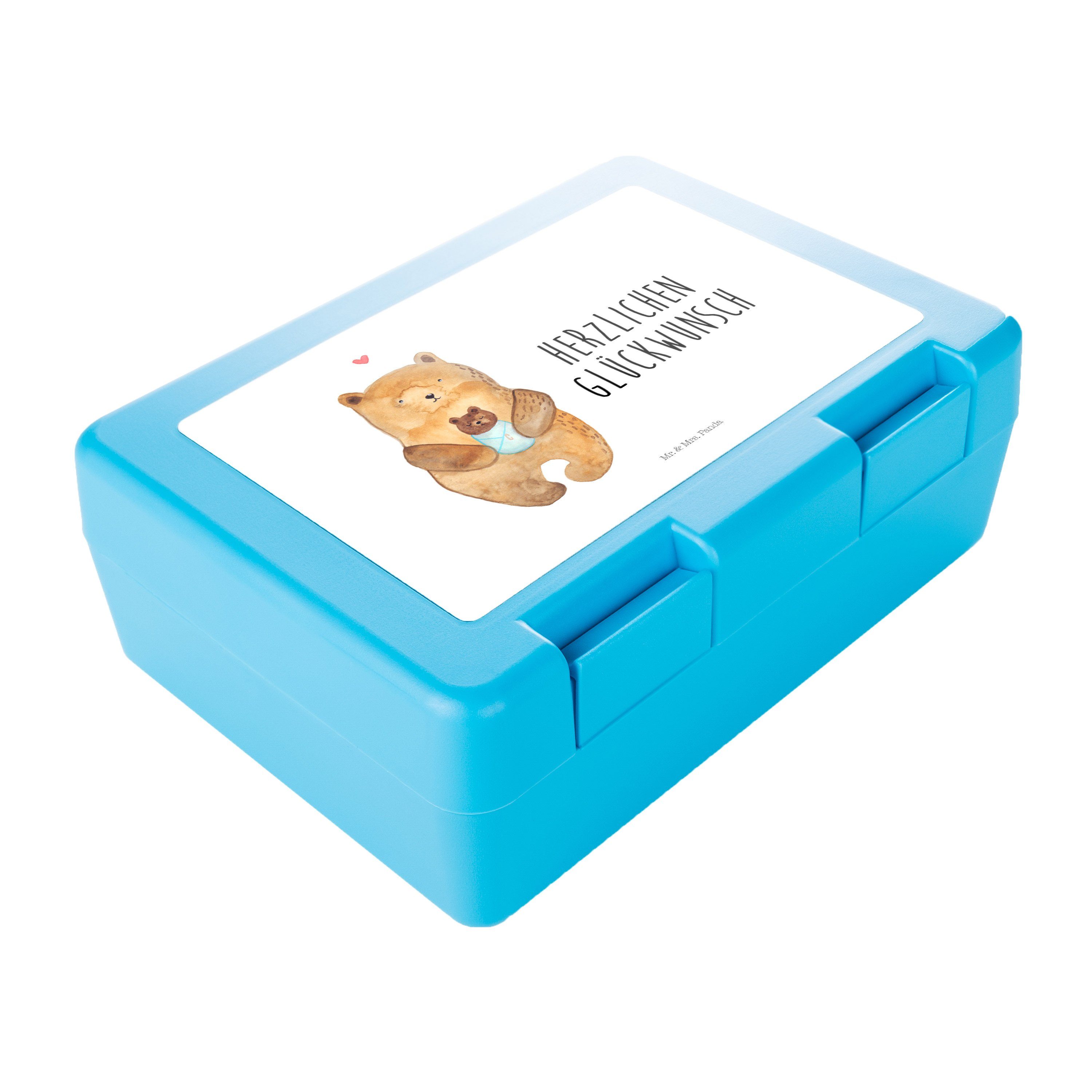 Mr. & Glückwunsch, Lunch Weiß Premium Mrs. Bär box, mit Panda - Teddy, (1-tlg) - Baby Geschenk, Kunststoff, Nichte, Butterdose
