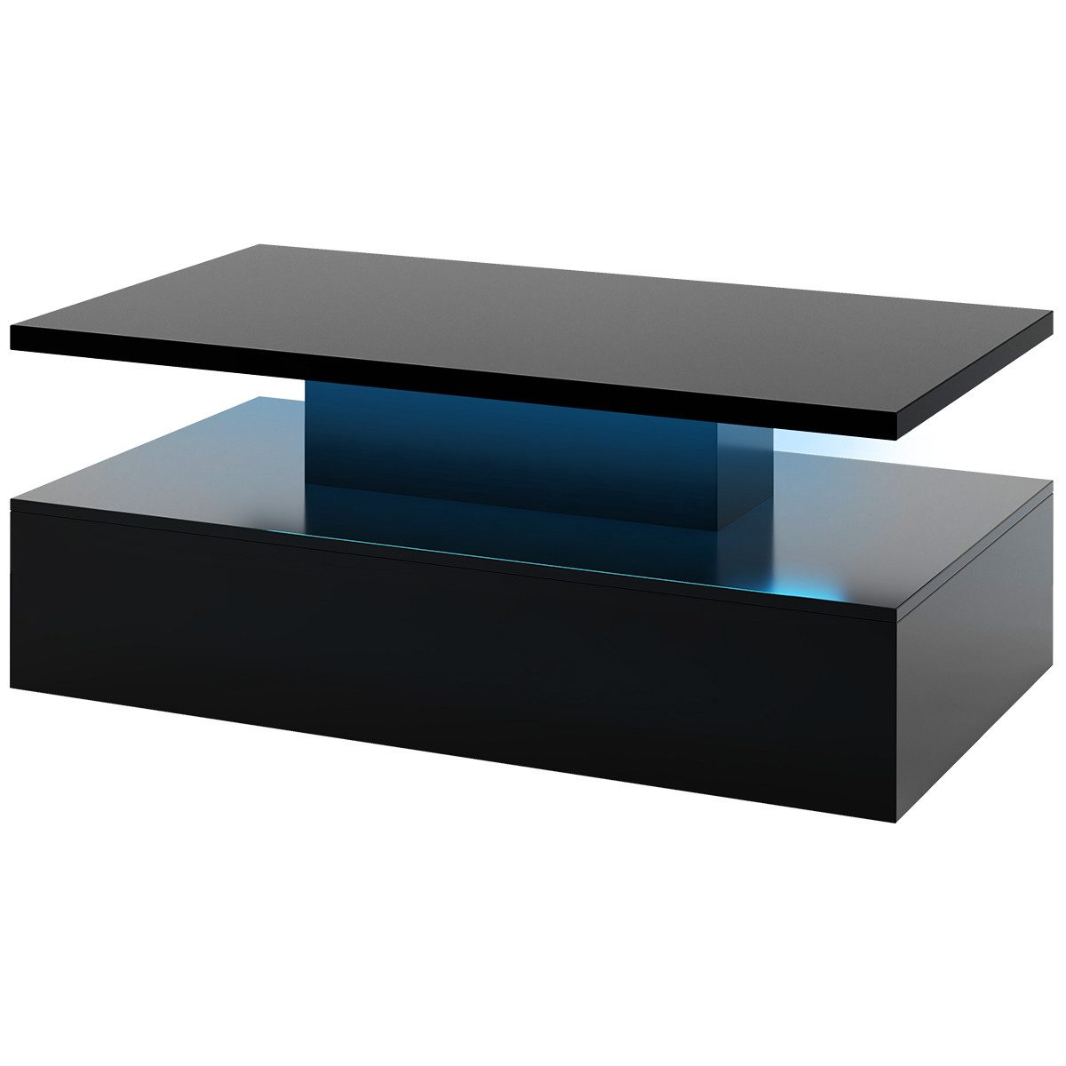 KOMFOTTEU Couchtisch mit LED-Beleuchtung, mit Verstellbarer Lichtfarbe