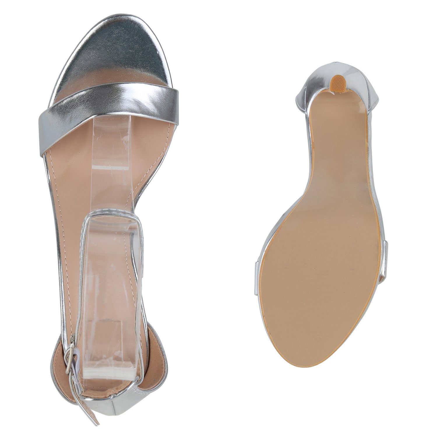 839935 Bequeme VAN HILL Silber High-Heel-Sandalette Schuhe