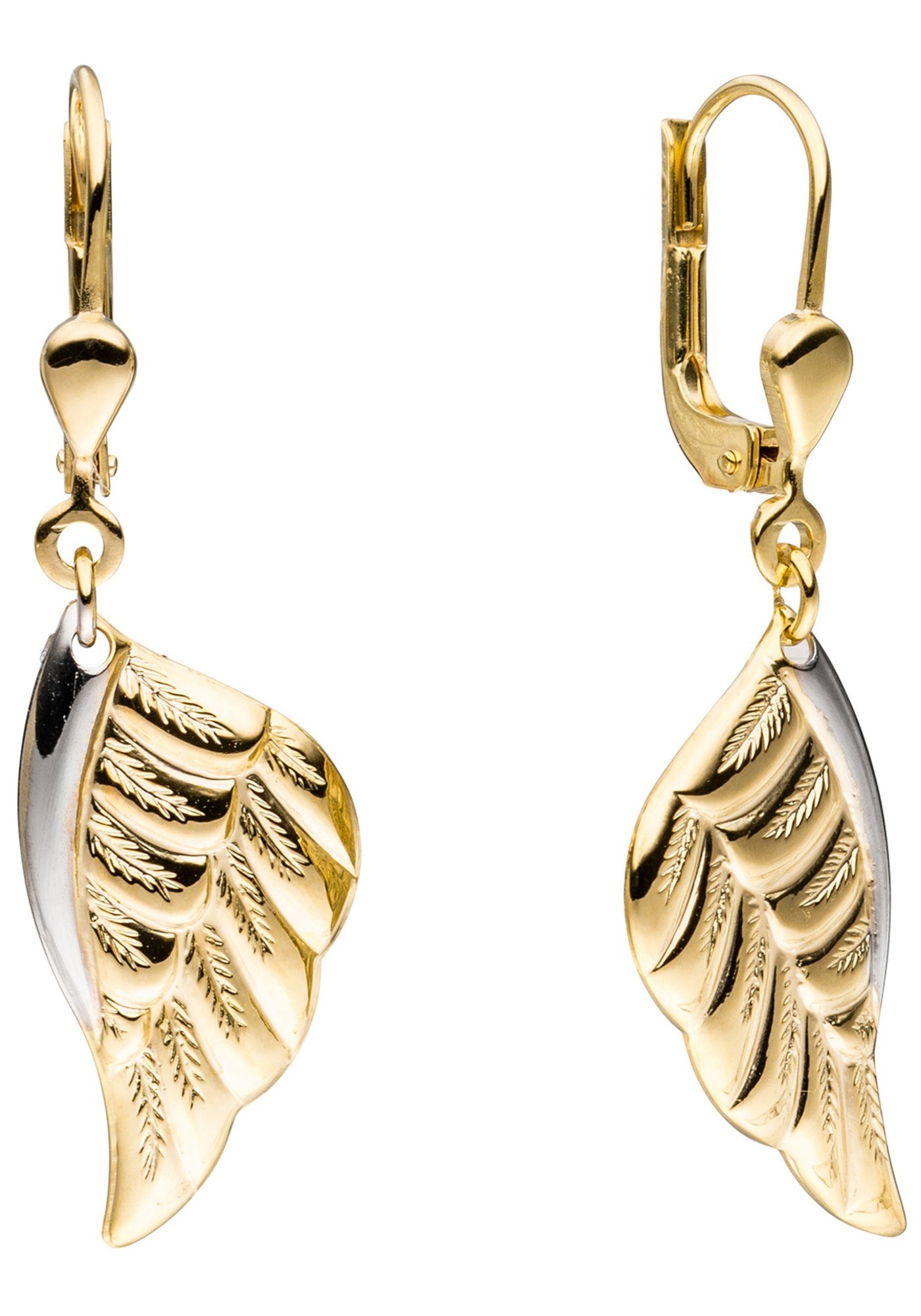 JOBO Paar Ohrhänger Flügel, 333 Gold bicolor | Ohrstecker