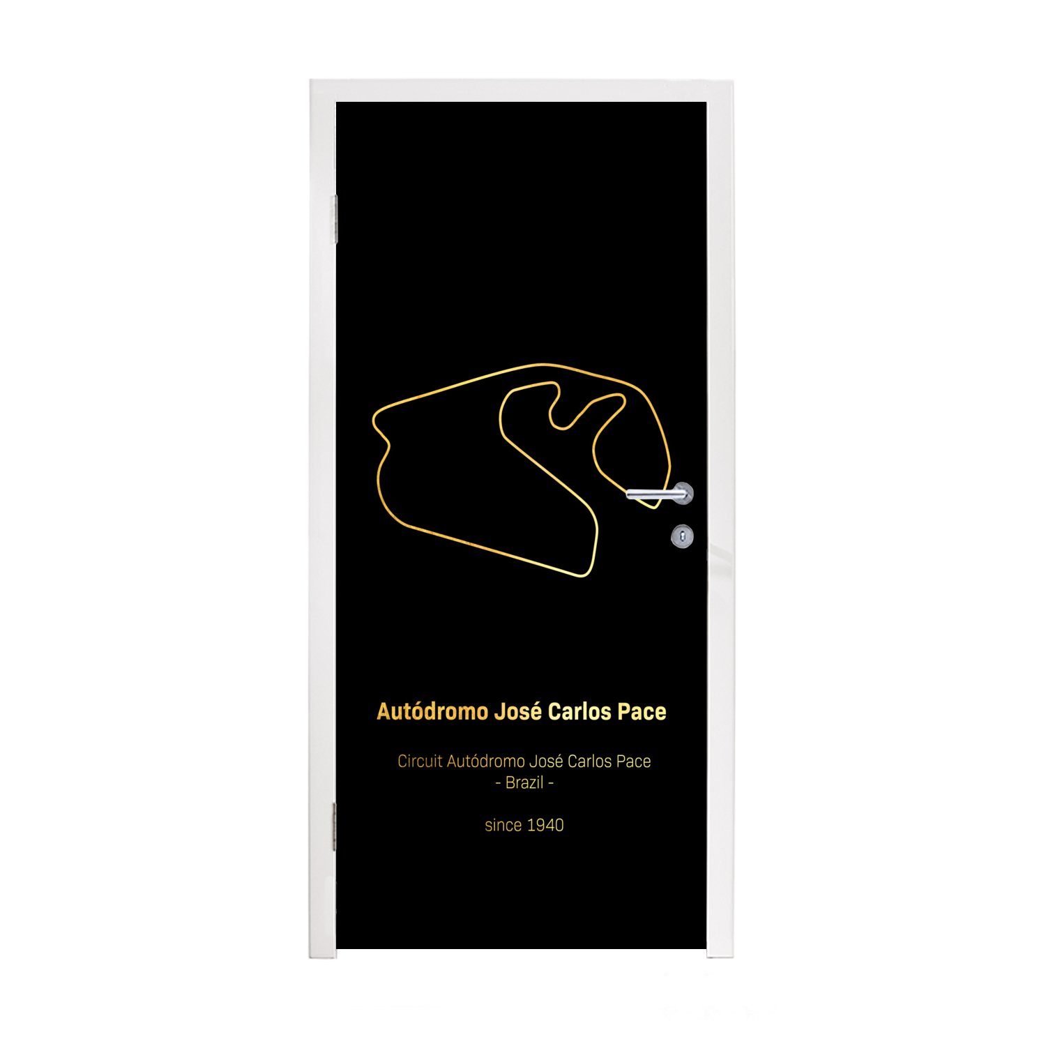 MuchoWow Türtapete Brasilien - F1 - Rennstrecke, Matt, bedruckt, (1 St), Fototapete für Tür, Türaufkleber, 75x205 cm