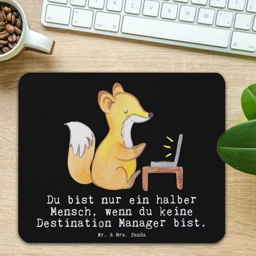 Mr. & Mrs. Panda Mauspad Destination Manager Herz - Schwarz - Geschenk, Kollegin, Arbeitszimme (1-St), Ergonomisch geformt