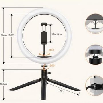 GelldG Ringlicht Ringlicht mit Stativ Handy, Dimmbare Ringleuchte