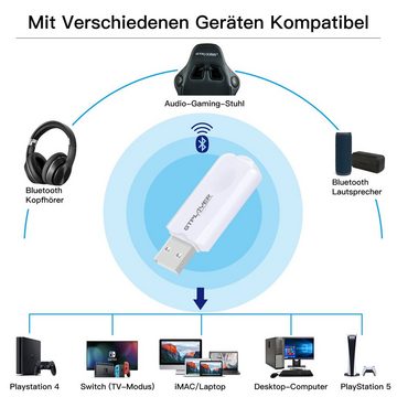 GTPLAYER Bluetooth Adapter 5.1 Bluetooth-Adapter, Windows XP/7/8/10, mac OS, PS4/PS5, Switch(TV Mode) Kompatibel