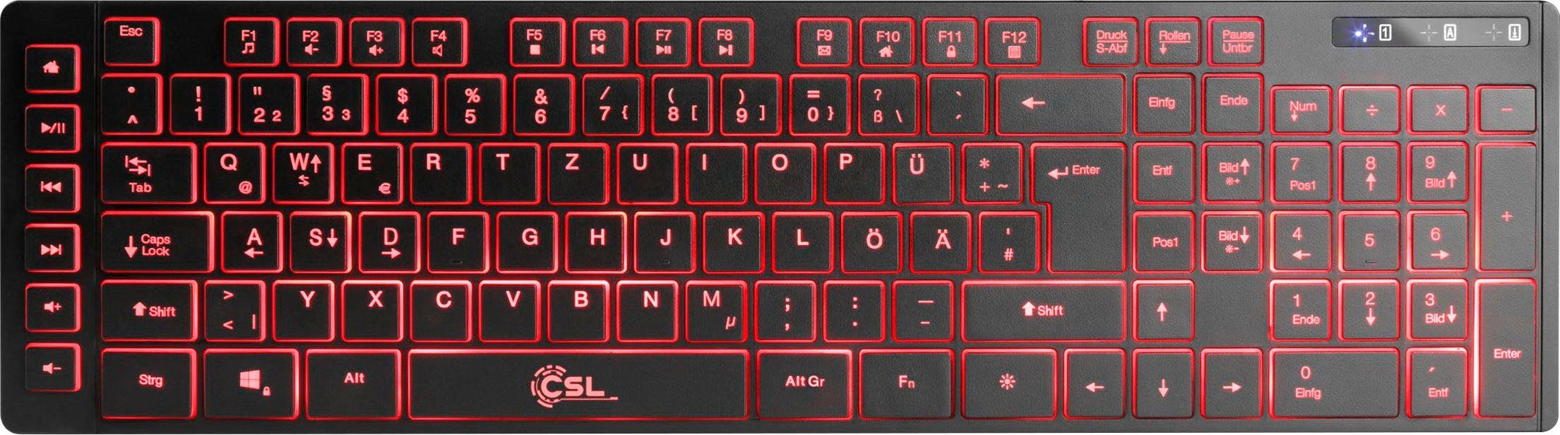 CSL OFFICE schwarz mit Beleuchtung Tastatur- und Maus-Set