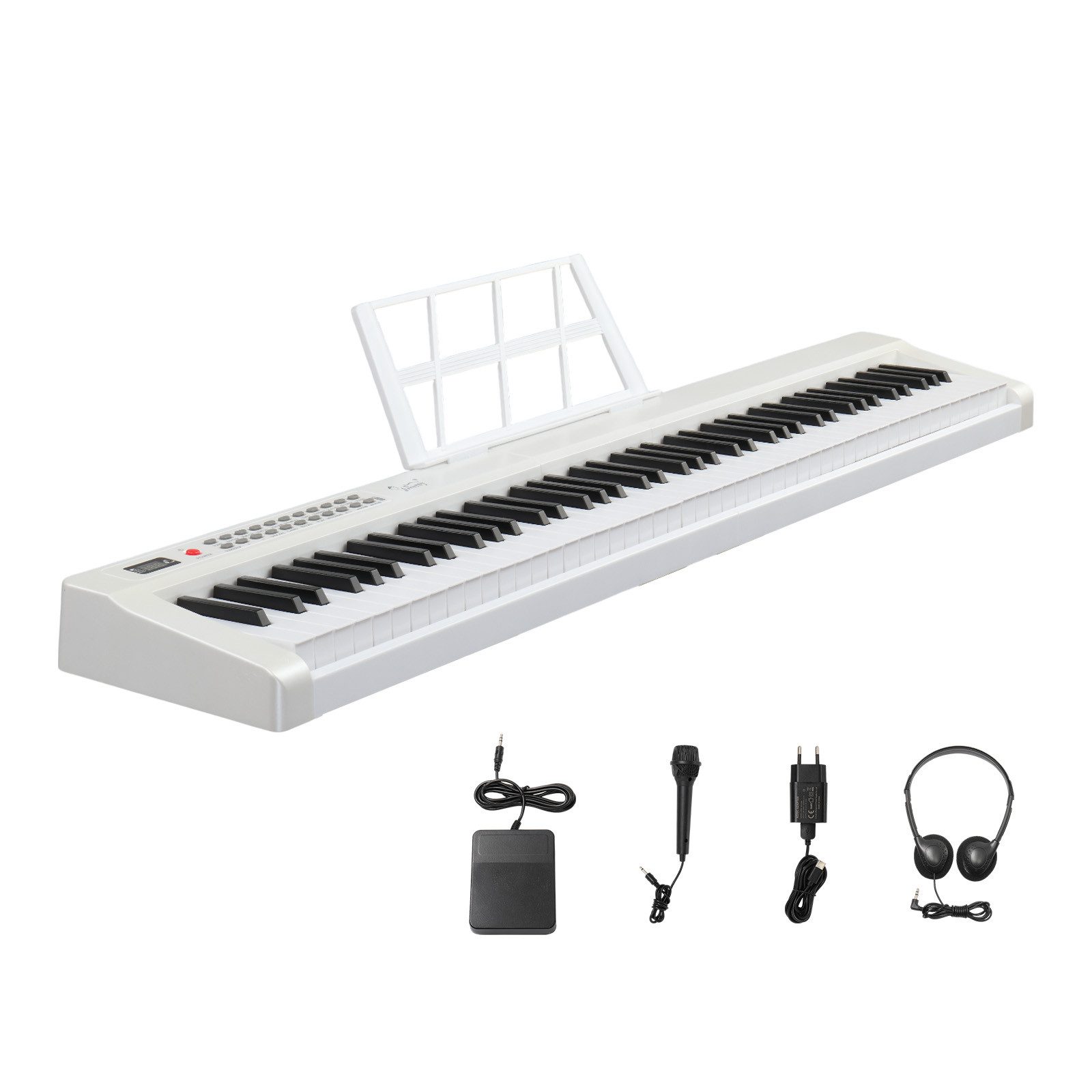 VINGLI Digitalpiano E Piano 88 Tasten, Digitalpiano Semi-Gewichtete Tastatur, Dual-Bluetooth, Sustain-Pedal-System, mit/ohne Ständer, Schwarz/Weiß