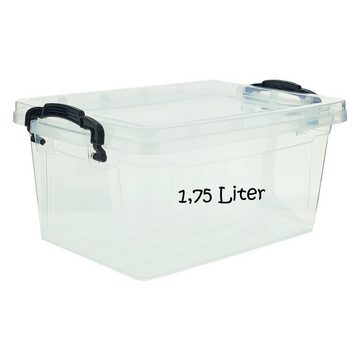 Centi Aufbewahrungsbox Klarsichtbox mit Deckel 1,75l 9,5x21x14,5cm (Stück, 1 St., Klarsichtbox mit Deckel), Kunststoffbehälter Kunststoffbox Vorratsbehälter Kiste