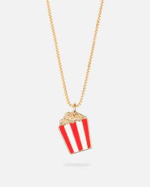 Malaika Raiss Kette mit Anhänger Popcorn Halskette Damen Gold mit Popcorn Anhänger 44 cm, Silber 925, 24 Karat vergoldet