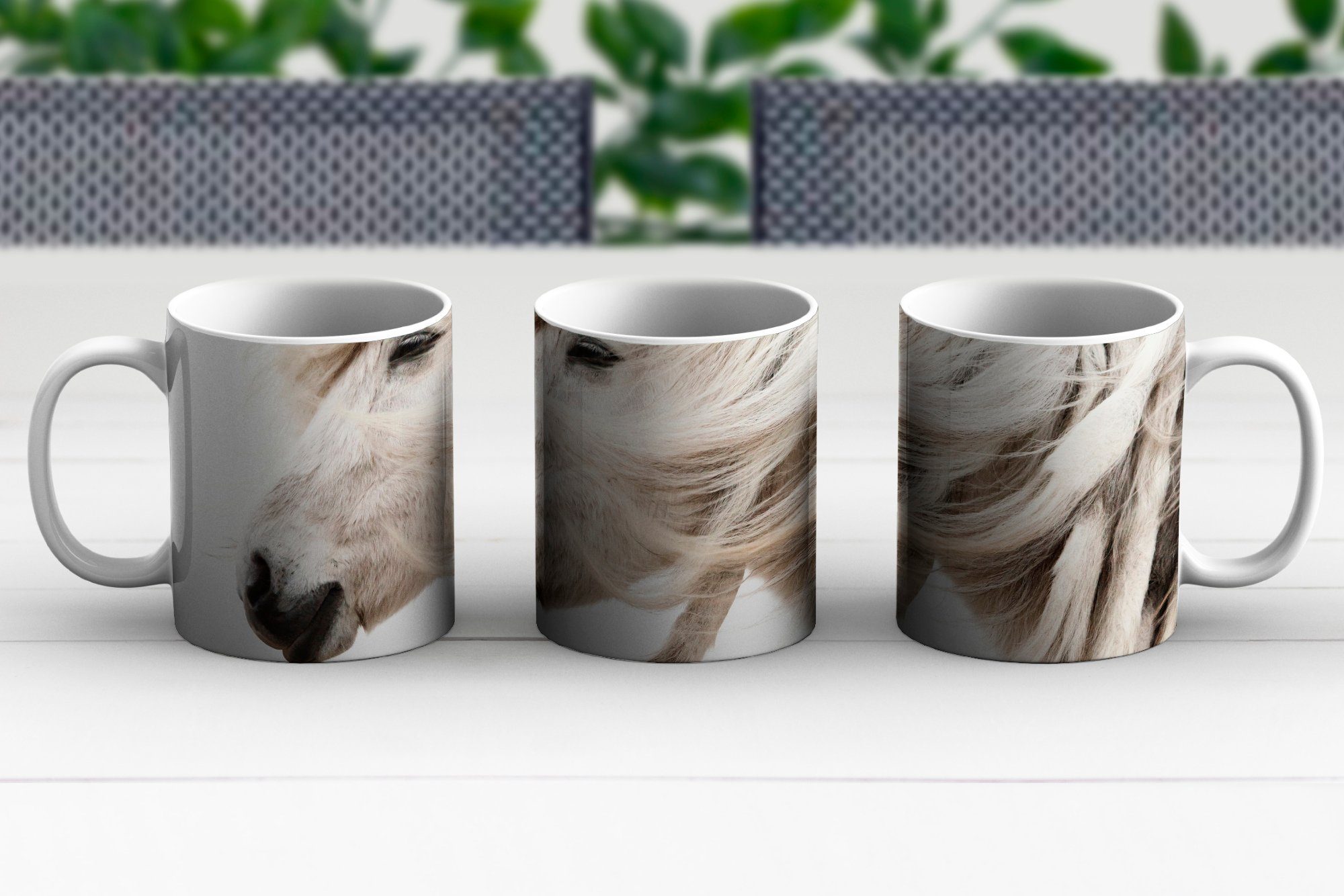 Pferd Geschenk Grau Teetasse, MuchoWow Teetasse, Tasse Keramik, Weiß, Becher, - - Kaffeetassen,
