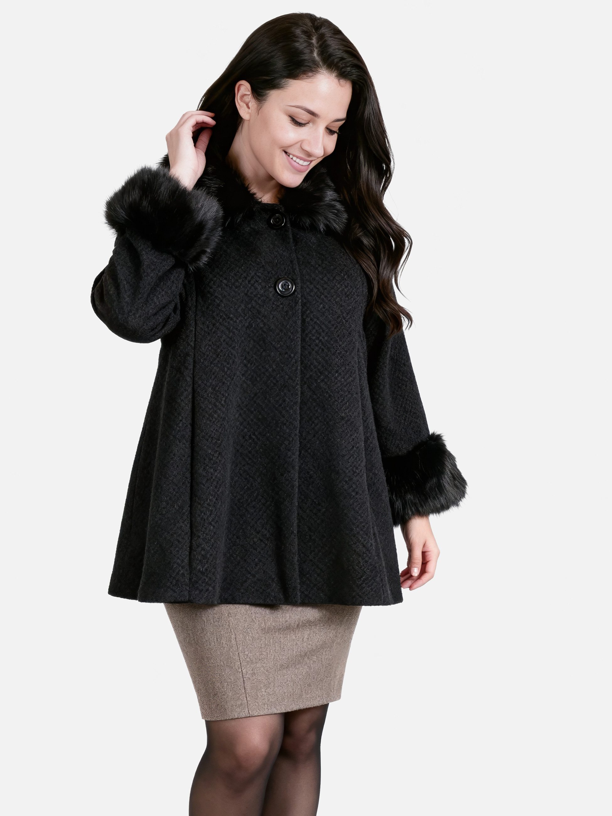 PEKIVESSA Winterjacke Elegante Jacke mit Fellimitatkragen gefüttert mit Kun günstig online kaufen