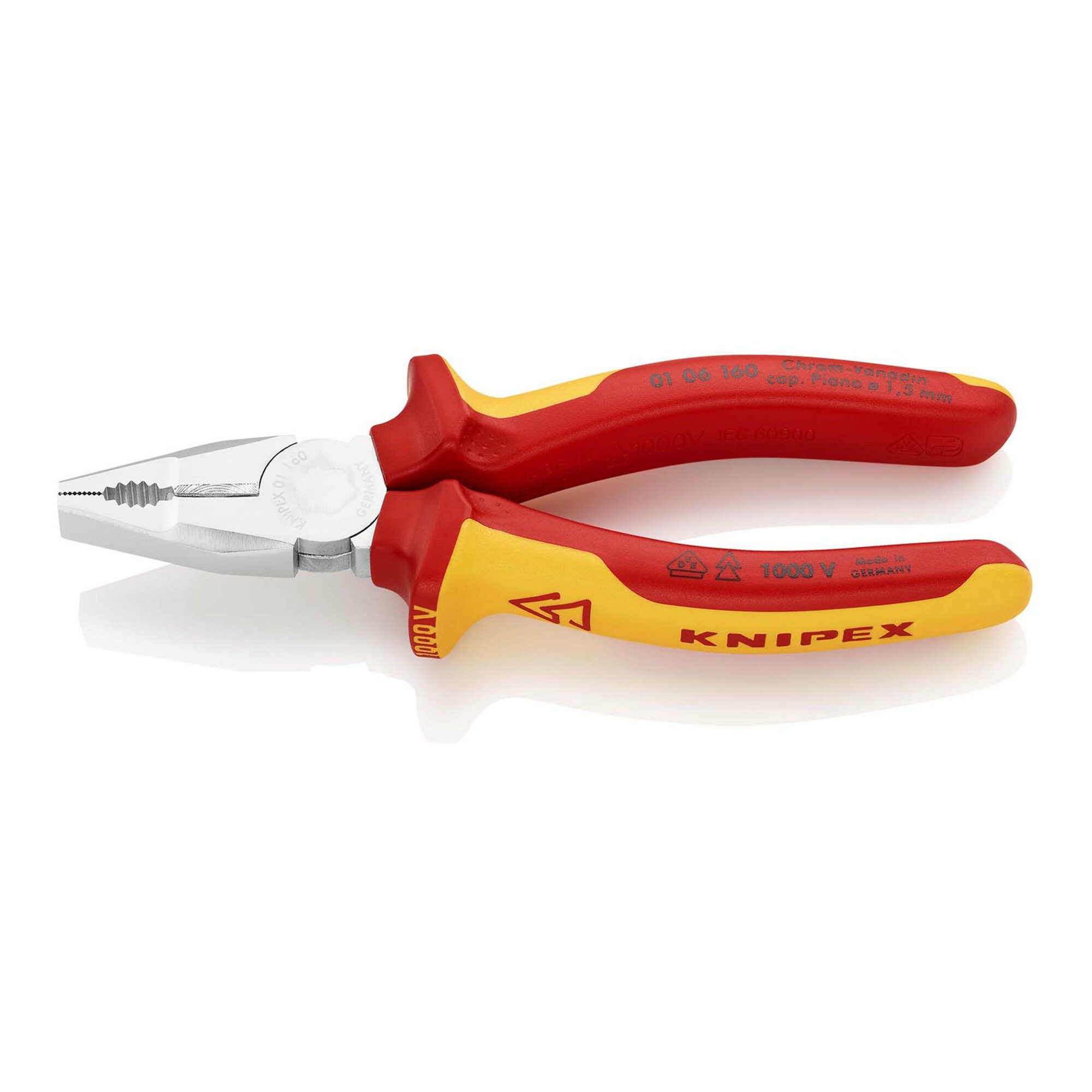 Knipex Kombizange KNIPEX 01 06 160 isoliert mit Mehrkomponenten-Hüllen, VDE-geprüft verc