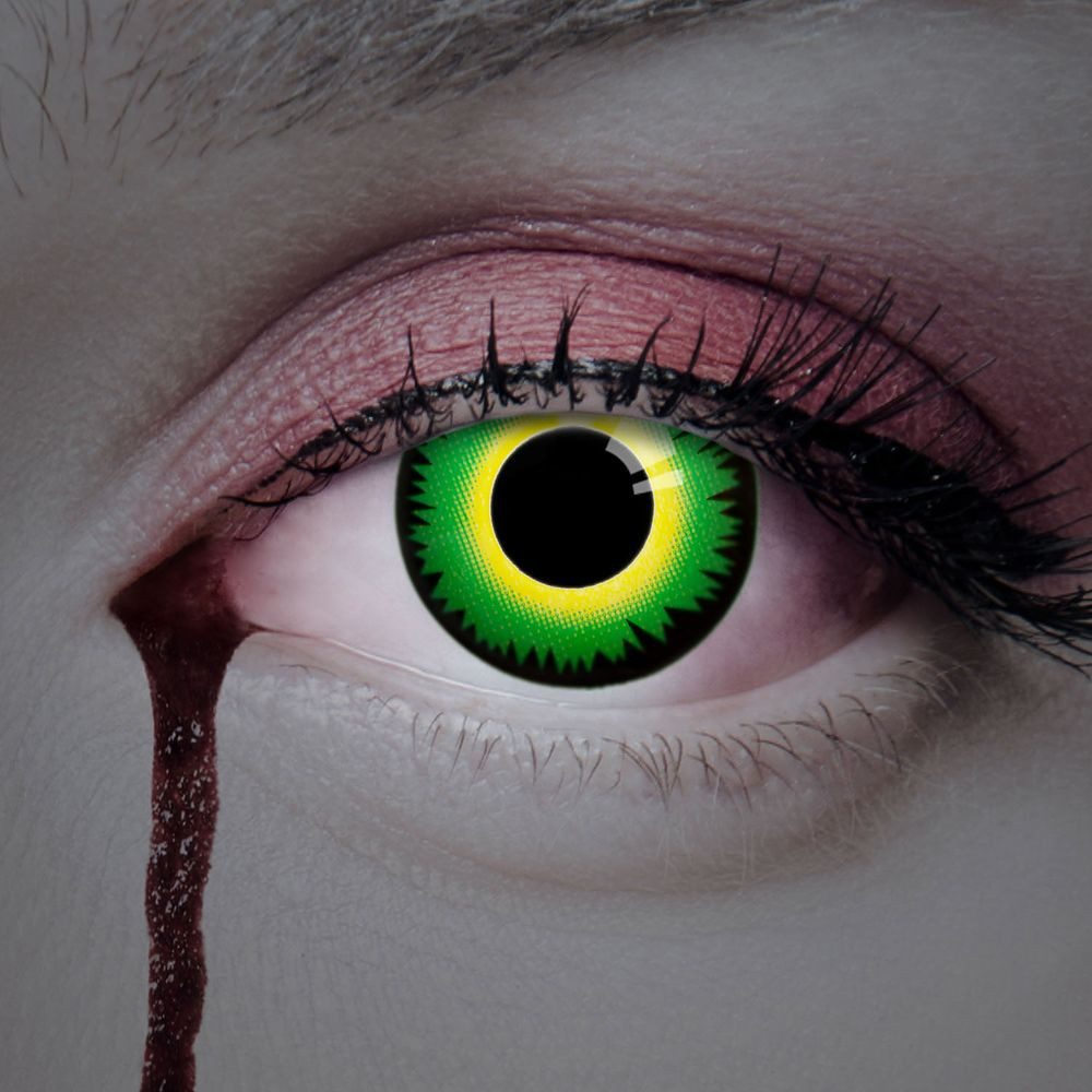aricona Farblinsen Farbige Kontaktlinsen Hunter grüne Jahreslinsen Halloween, ohne Stärke, 2 Stück