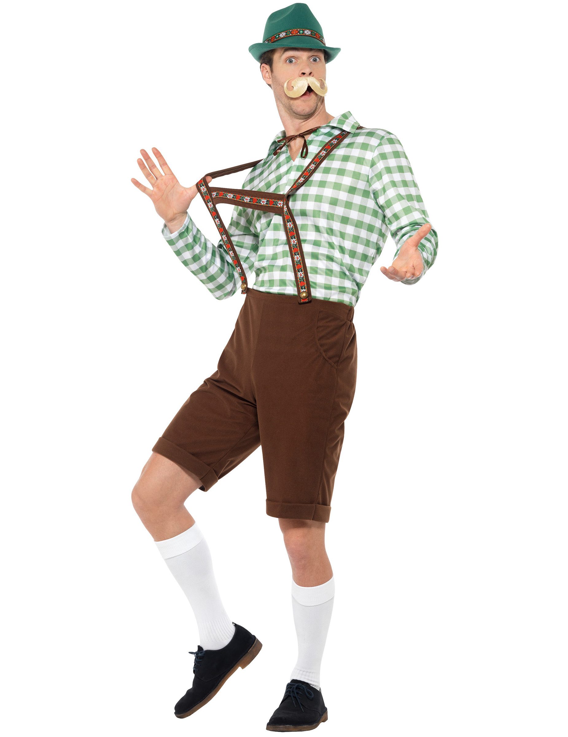 Smiffys Kostüm Bayrische Trachtenkostüm für Herren braun-grün-weiss