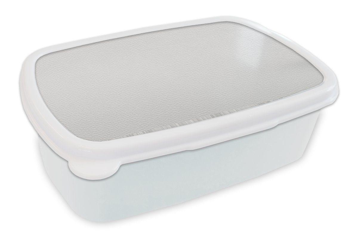 MuchoWow Lunchbox Leder - Strukturiert - Leder-Optik - Weiß, Kunststoff, (2-tlg), Brotbox für Kinder und Erwachsene, Brotdose, für Jungs und Mädchen