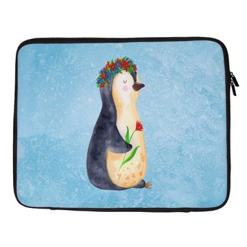 Mr. & Mrs. Panda Laptop-Hülle Pinguin Blumenkranz - Eisblau - Geschenk, Tasche, Damen, Schutzhülle
