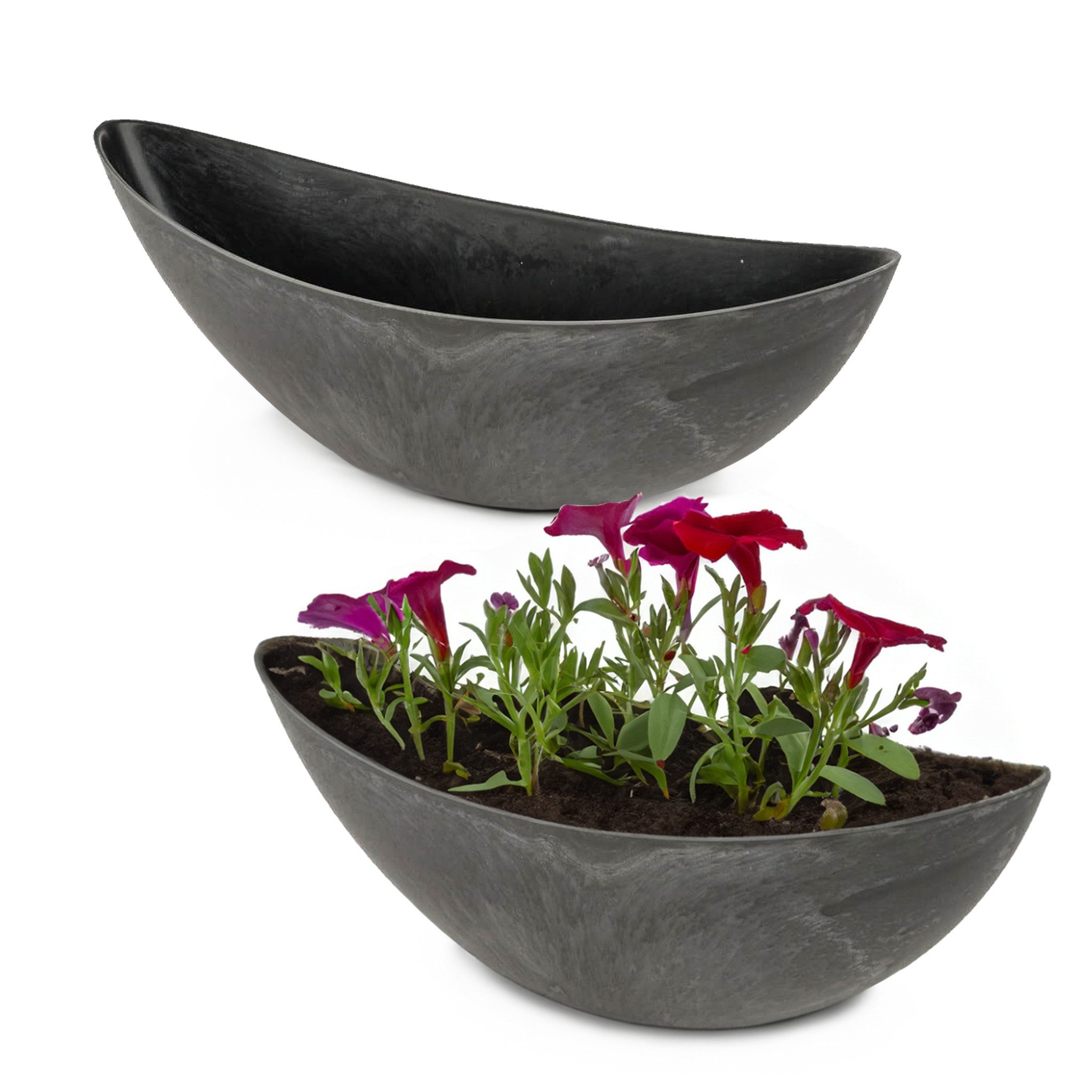 matches21 HOME & HOBBY Blumentopf Große Pflanzschalen oval, schwarz 39 cm f günstig online kaufen