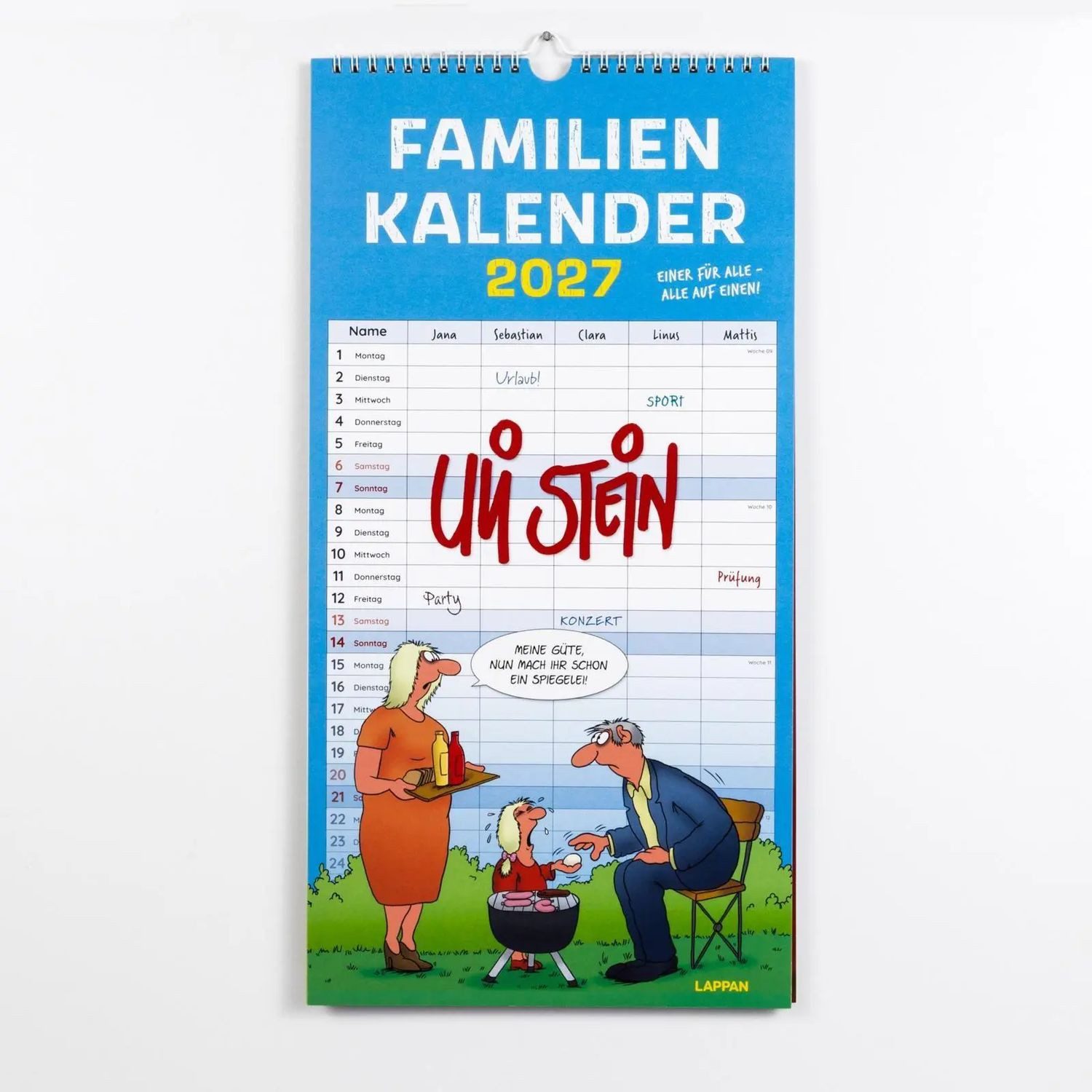 Lappan Verlag Wandkalender Uli Stein Familienkalender 2027: Familienplaner mit 5 Spalten