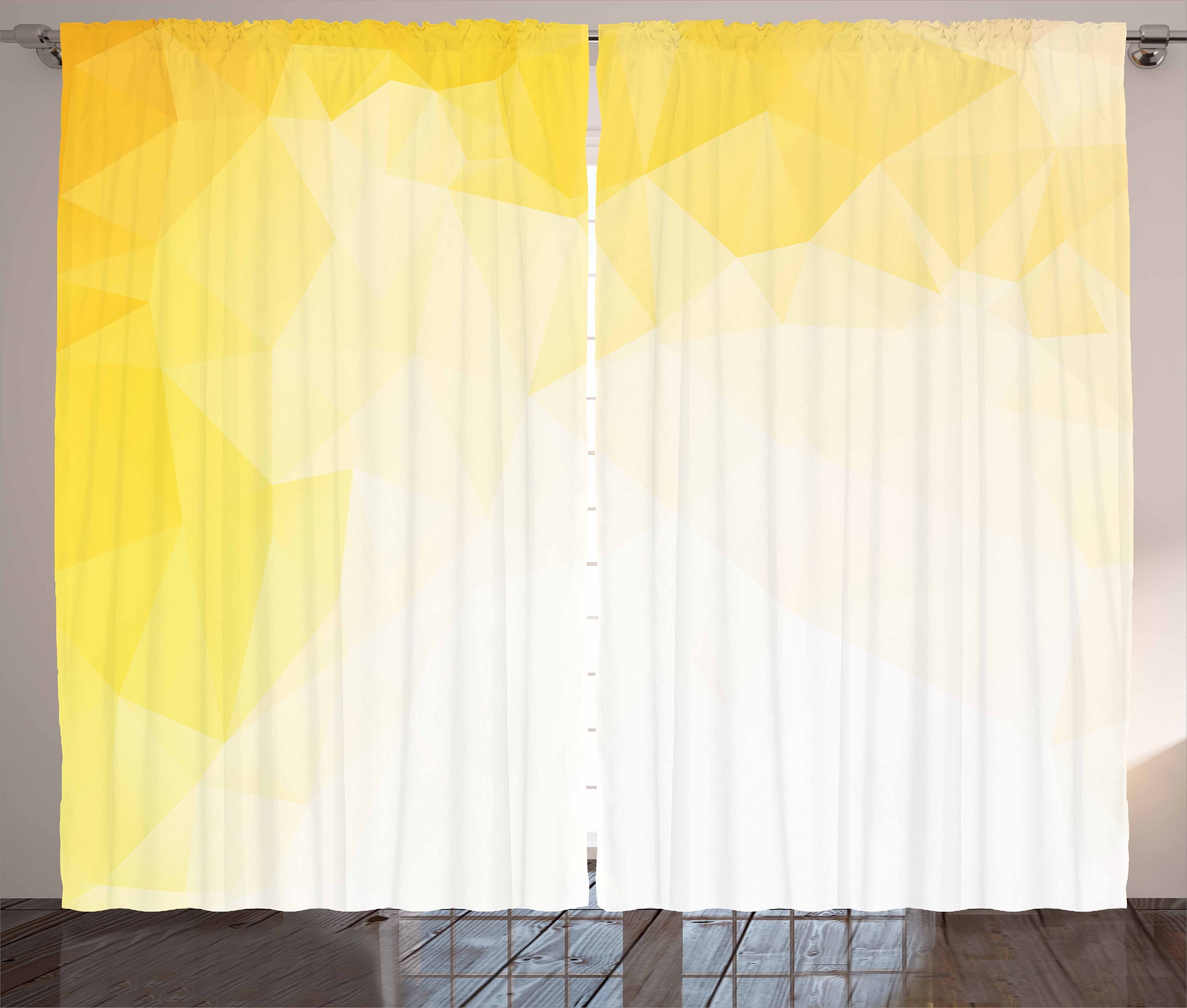 Gardine Schlafzimmer Kräuselband und Vorhang Schlaufen Mosaic Abakuhaus, Haken, mit und Weiß Gelb Fractal