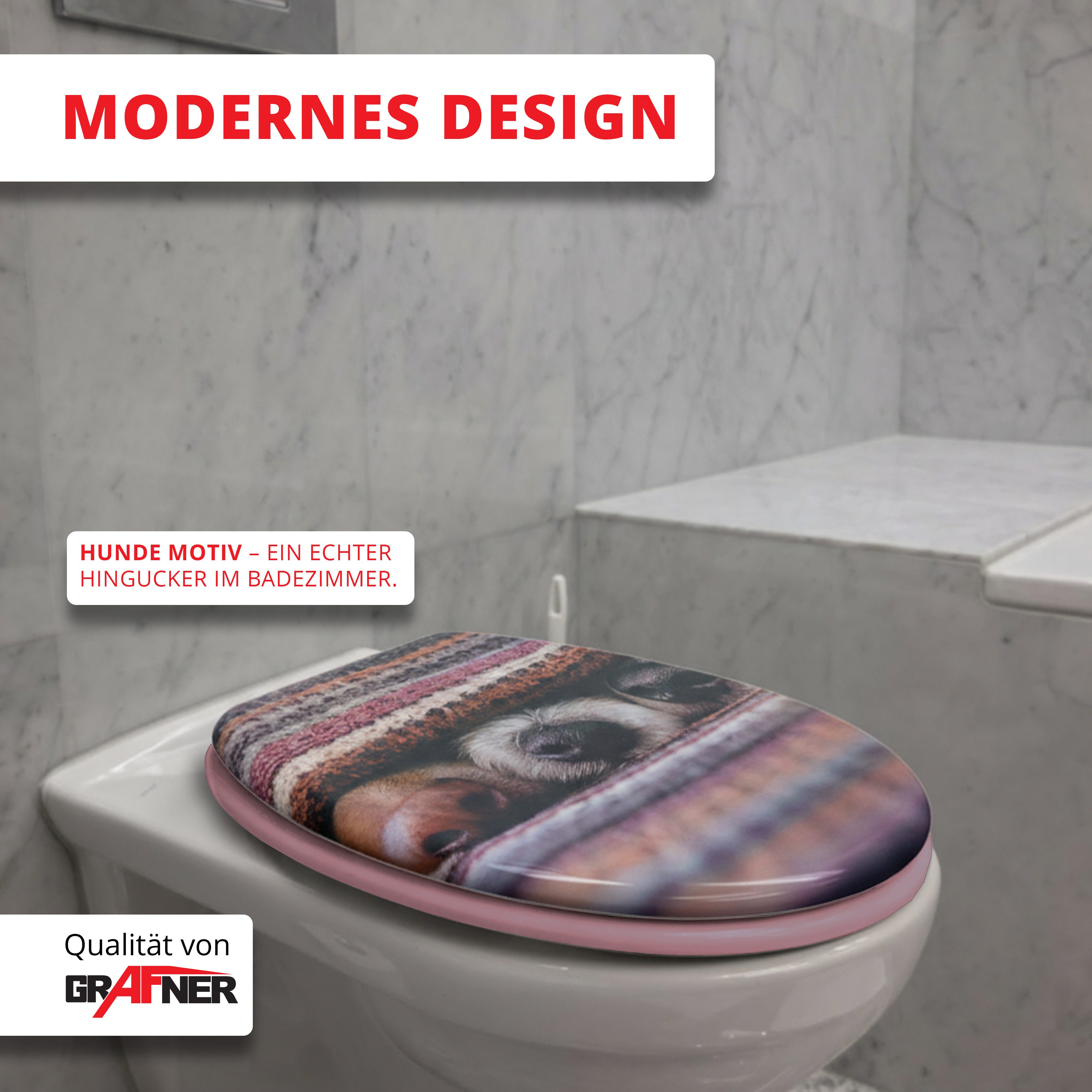 Grafner WC-Sitz WC Sitz aus MDF Toilettensitz mit Absenkautomatik verschiedene Motive, Absenkautomatik