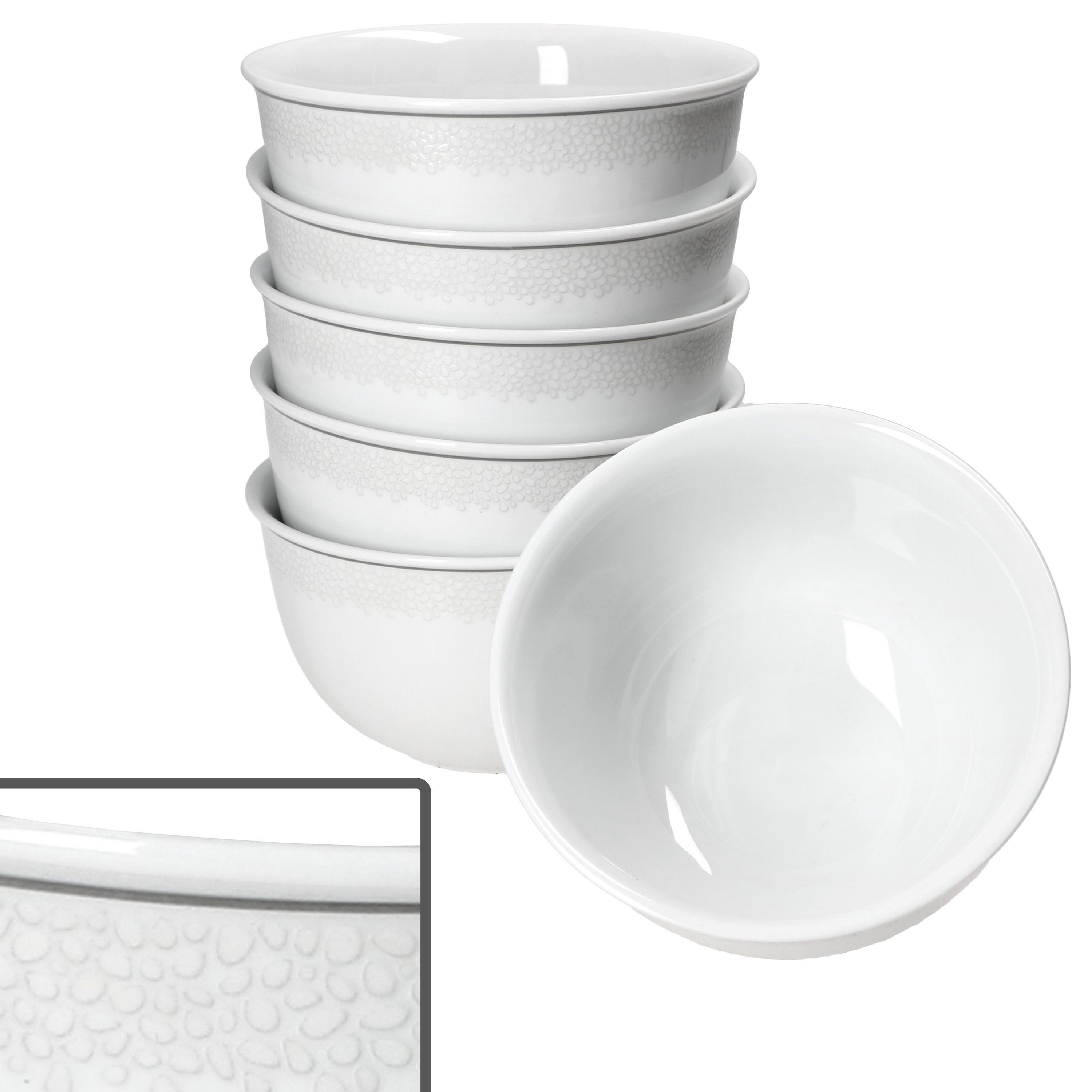 Ritzenhoff & Breker Müslischale Ritzenhoff 6x Venezia Müslischalen 500ml Relief weiß, Porzellan