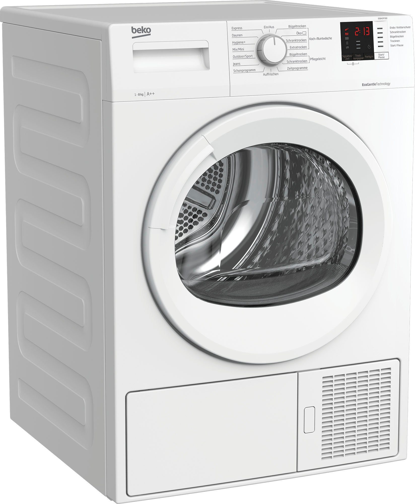 BEKO Wärmepumpentrockner DS843F3G0, 8 kg, EcoGentle, Knitterschutz, Auffrischungsprogramm