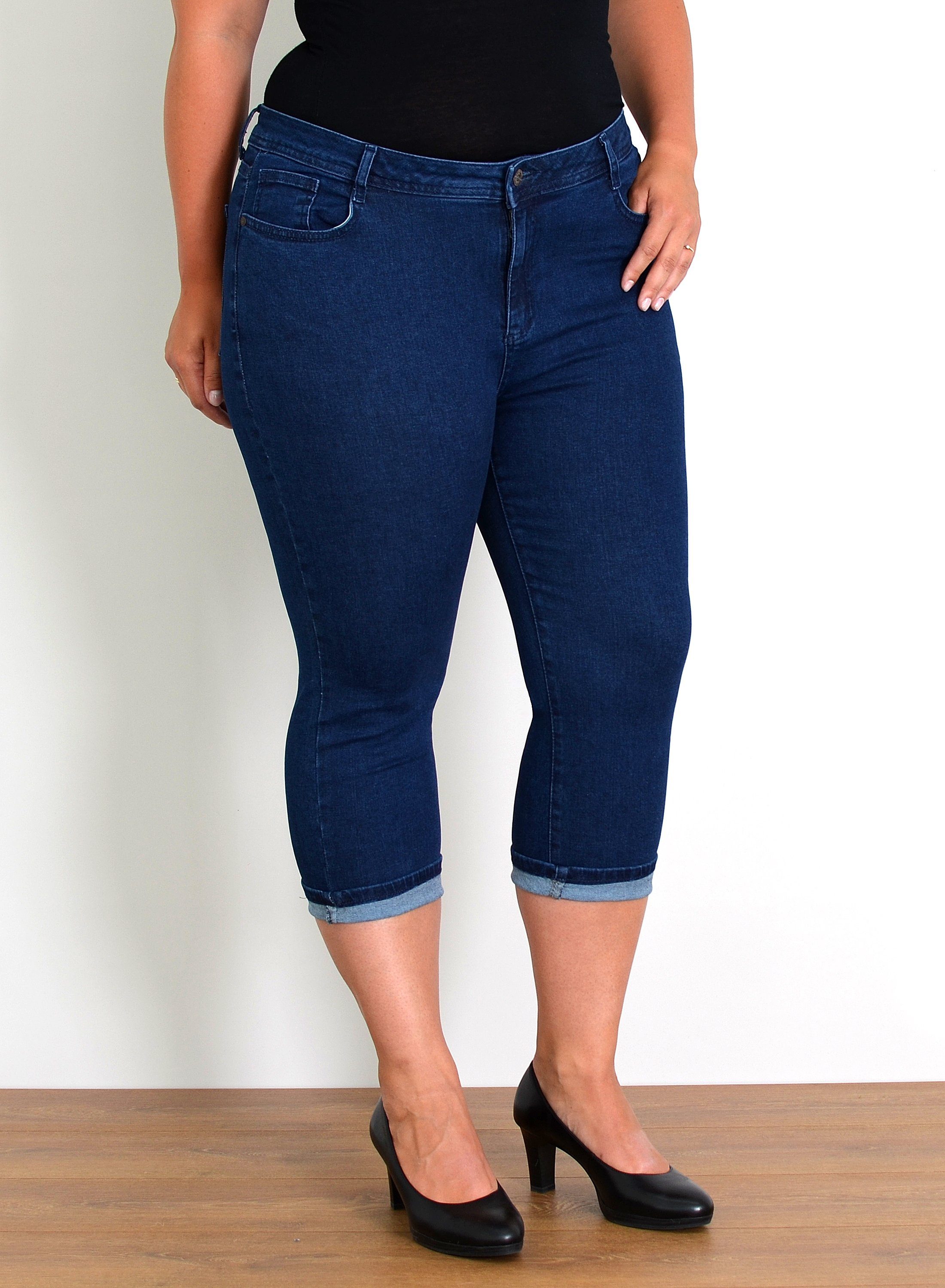 Caprijeans Capri Jeans Damen High Waist 3/4 Hose Stretch kurze Jeans Damen Sommer