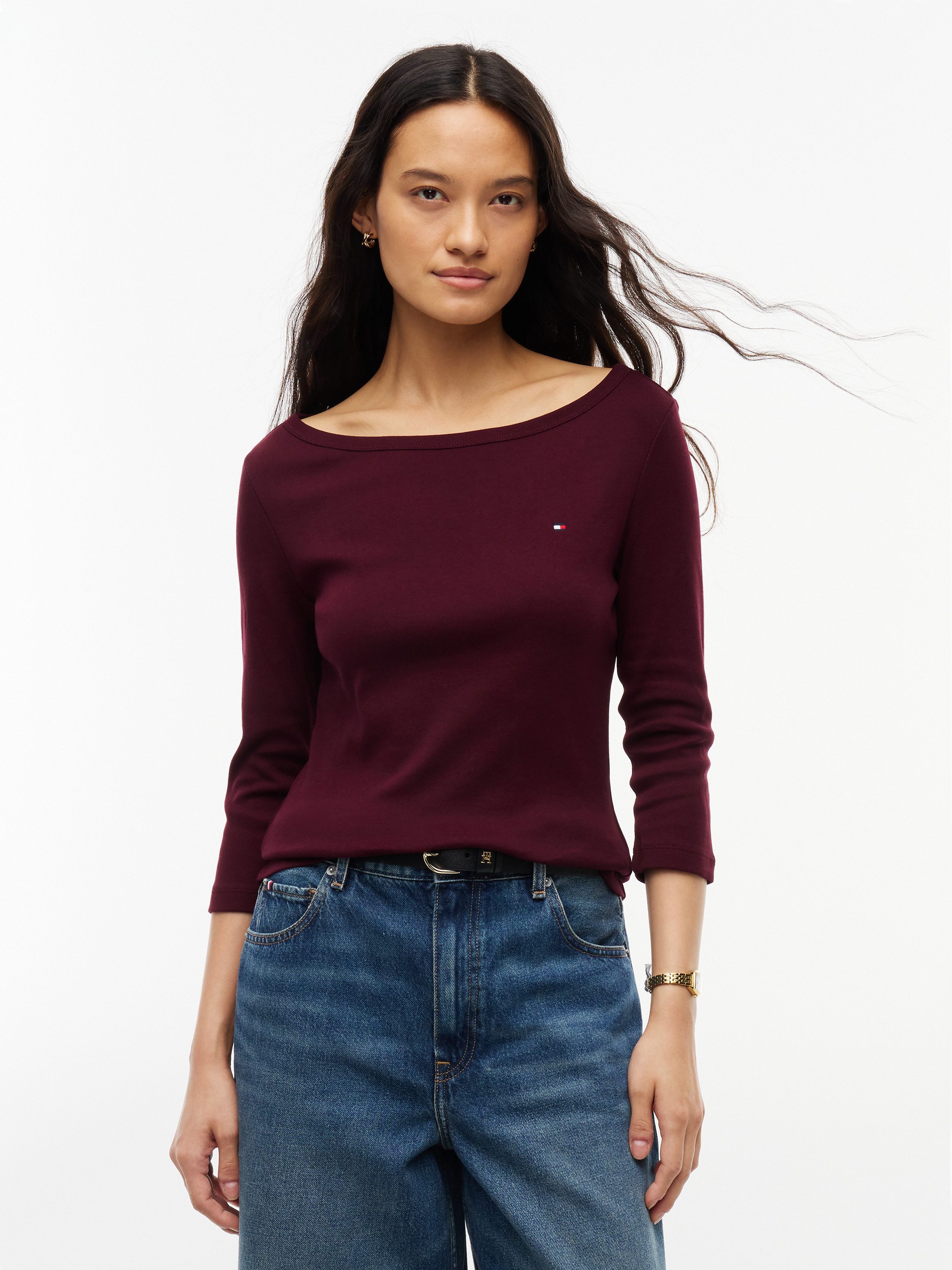 Tommy Hilfiger 3/4-Arm-Shirt CODY BOAT-NK 3/4 SLV TEE Baumwolle