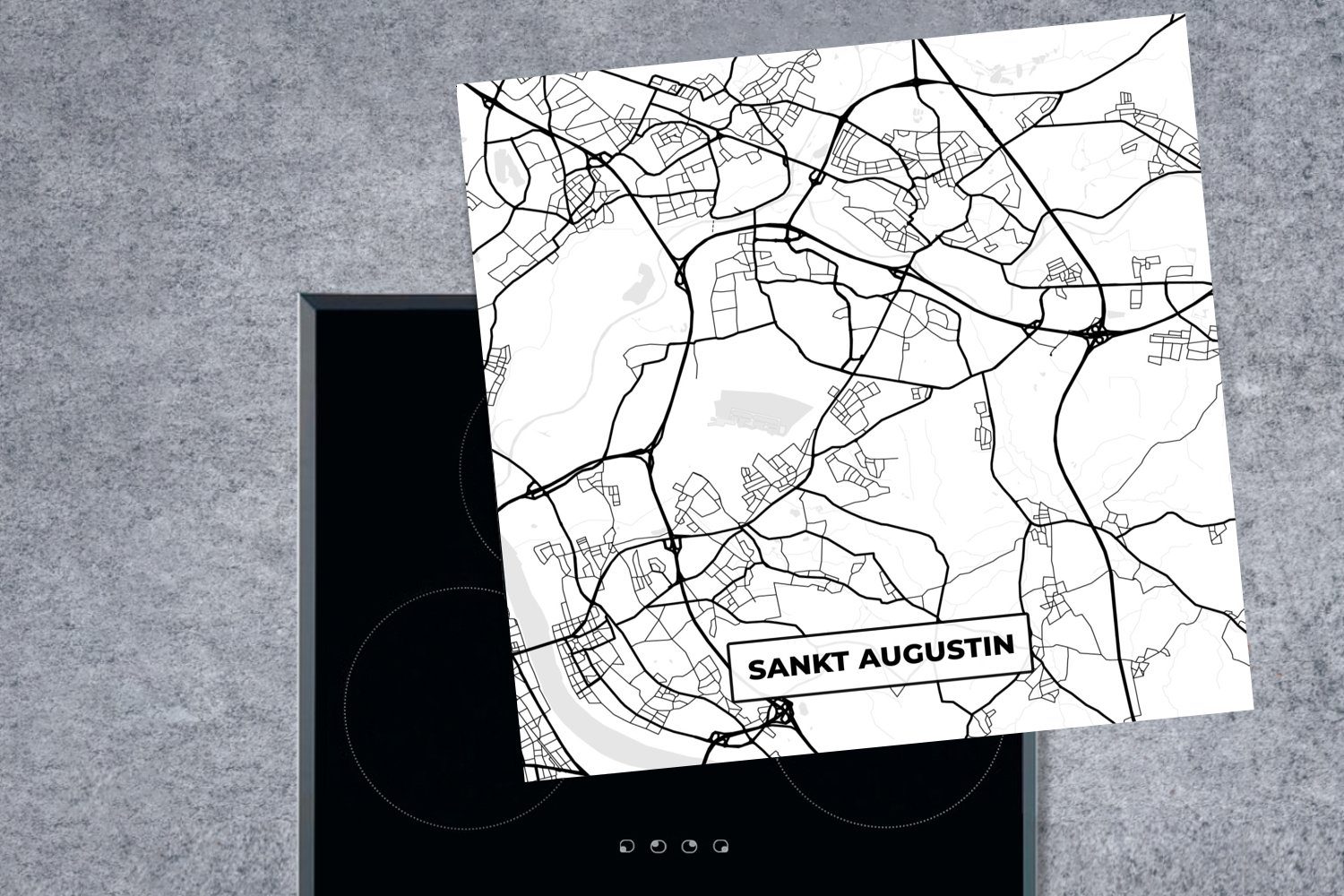 MuchoWow Herdblende-/Abdeckplatte Sankt Augustin - Karte Vinyl, für (1 Ceranfeldabdeckung, Stadtplan, Arbeitsplatte - tlg), küche cm, 78x78