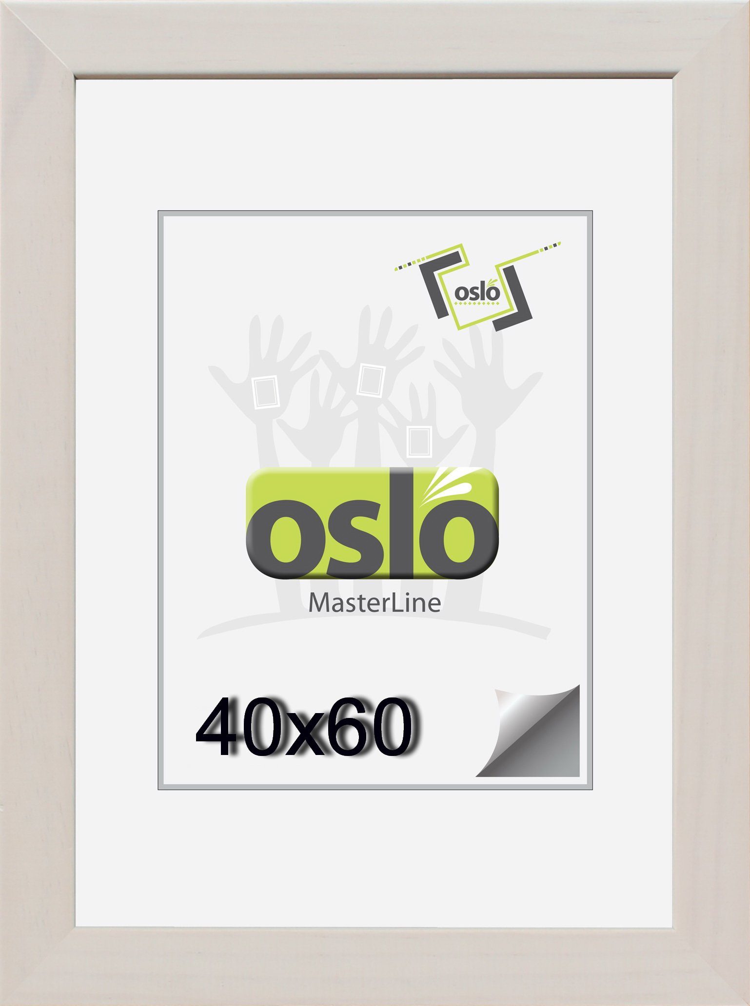 Oslo MasterLine Portraitrahmen Bilderrahmen 40 x 60 cm Holz massiv, FSC-zertifiziert, (schwarz} {silber} {weiß gekalkt), 40 x 60 cm weiss gekalkt Fotorahmen mit Echtglas