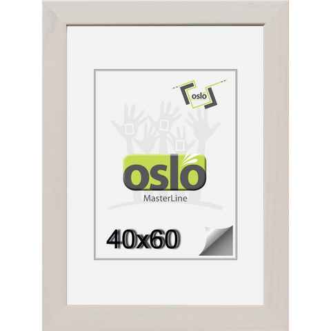Oslo MasterLine Portraitrahmen Bilderrahmen 40 x 60 cm Holz massiv, FSC-zertifiziert, (silber} {weiß gekalkt), 40 x 60 cm weiss gekalkt Fotorahmen mit Echtglas