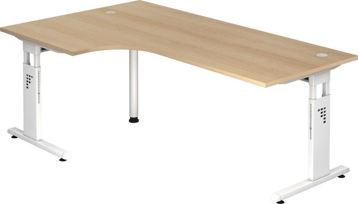 HAMMERBACHER Schreibtisch Winkeltisch C-Fuß 200x120cm 90 Grad Eiche/Weiß