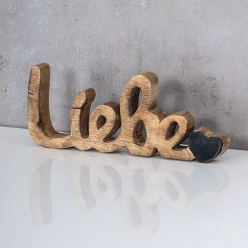 Levandeo® Dekoobjekt, Schriftzug Liebe L26cm Mango Natur Schwarz Holz Buchstaben Tischdeko