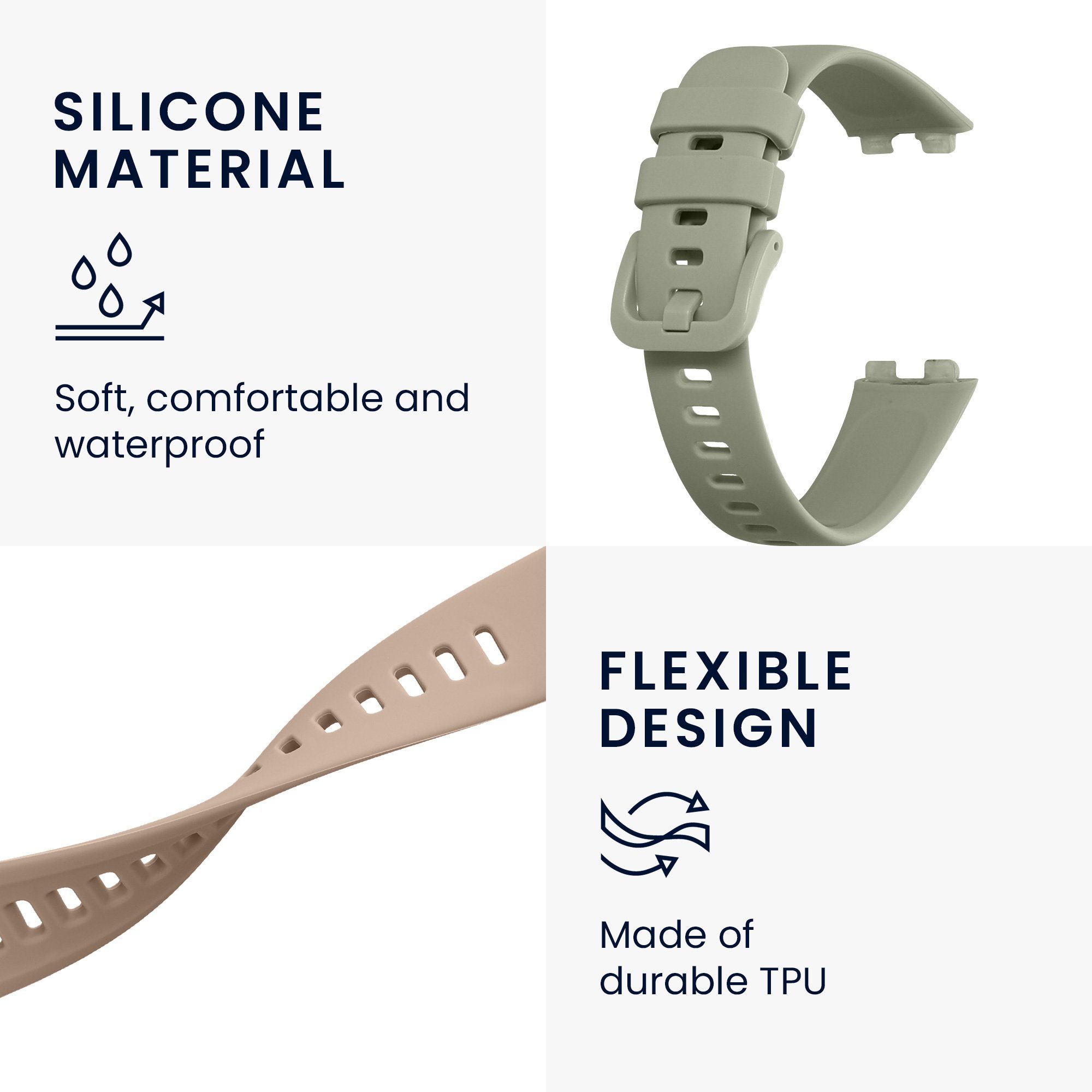 kwmobile Uhrenarmband 2x Uhrenarmband für Huawei Band 10 / 9 / 8 Armband, Fitnesstracker Band Set aus TPU Silikon - Ersatzarmband Smartwatch