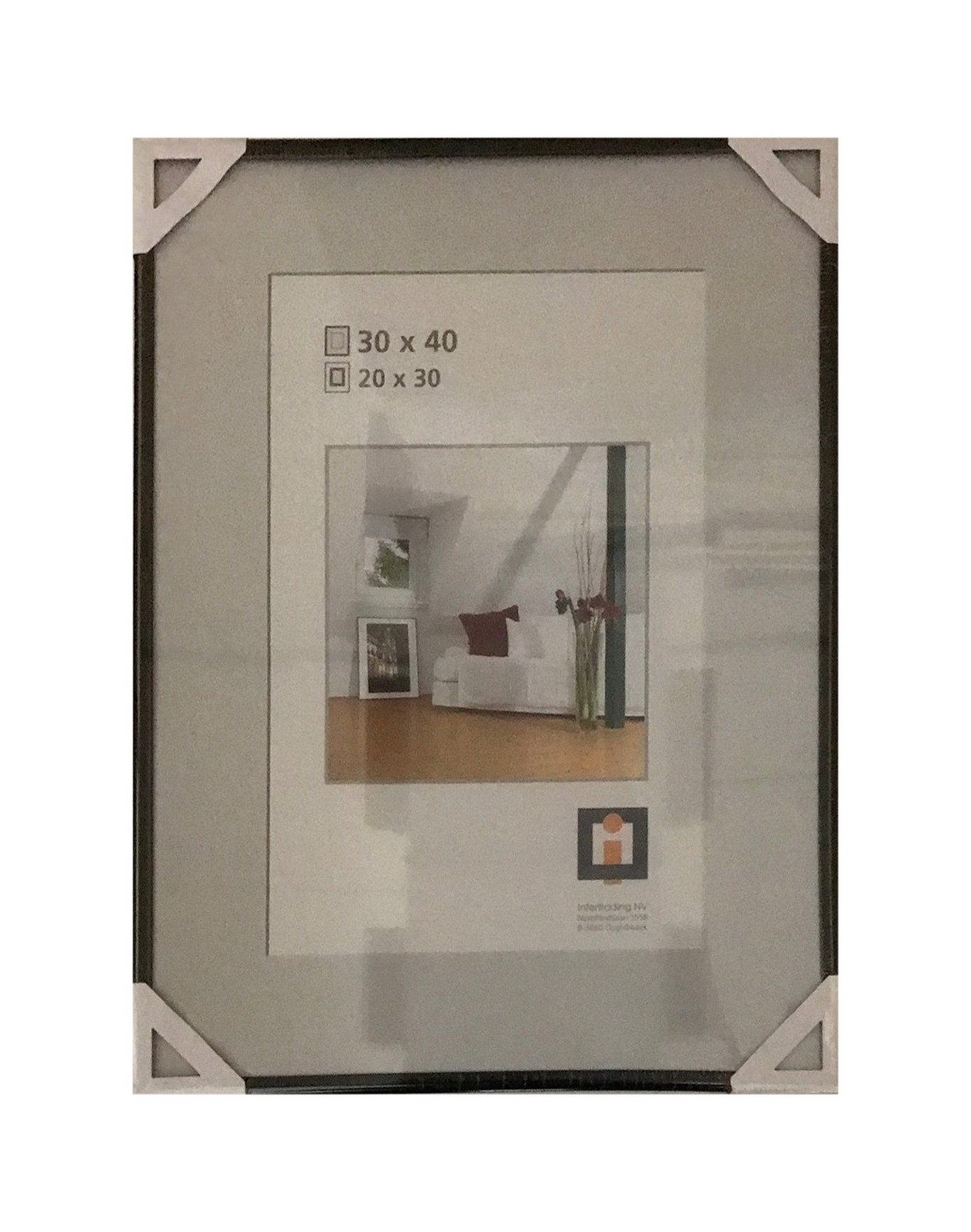 Oslo MasterLine Einzelrahmen Intertrading Bilderrahmen Echtglas Drehspannfeder Hoch- und Querformat, Kunststoff Format 30 x 40 cm Rahmenfarbe schwarz