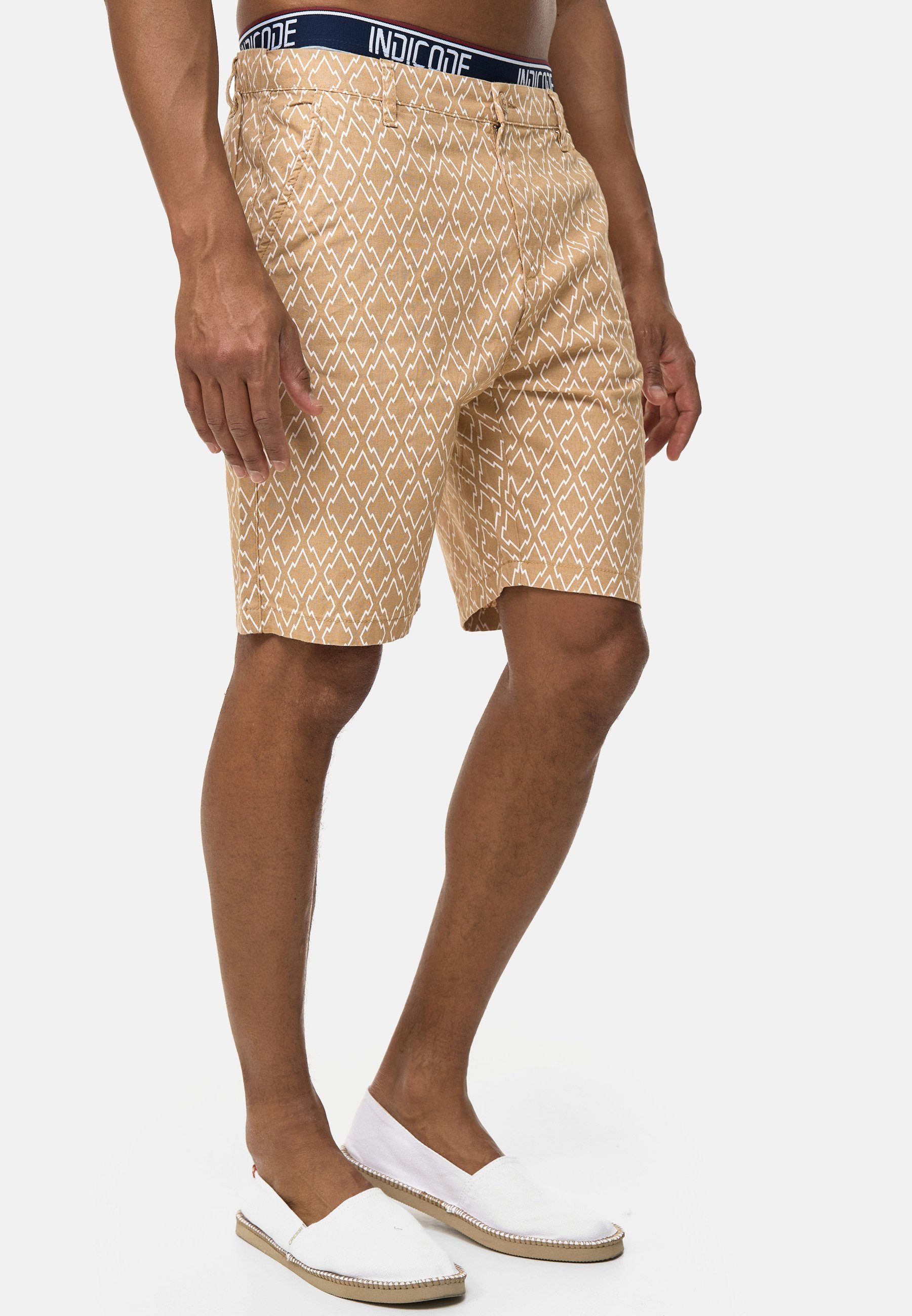 Indicode Chinoshorts Apostolis mit geometrischen Muster günstig online kaufen