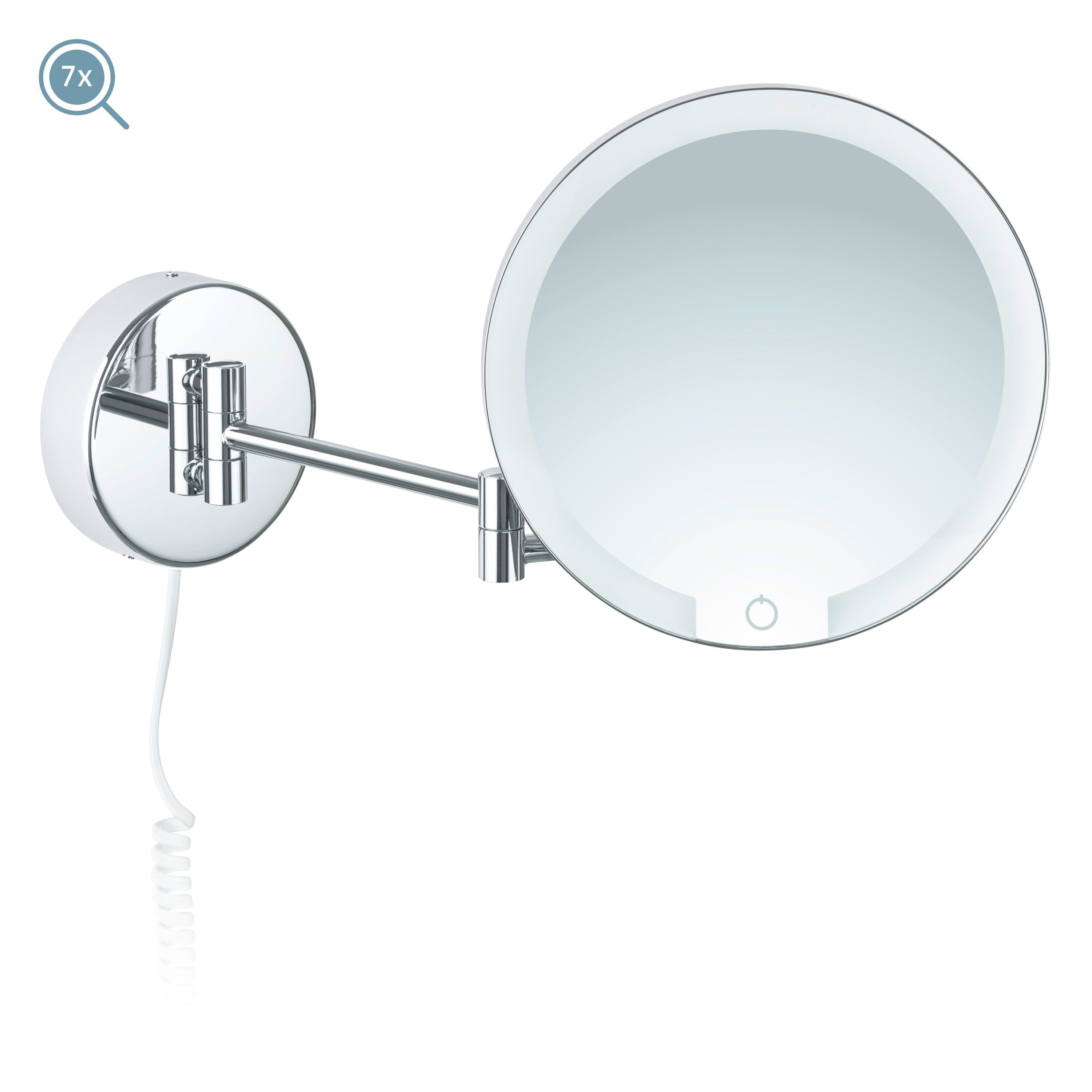 Kosmetikspiegel Kosmetikspiegel weißes Libaro Siena, LED 7x Vergrößerung Dimmer Kabel Auto-off