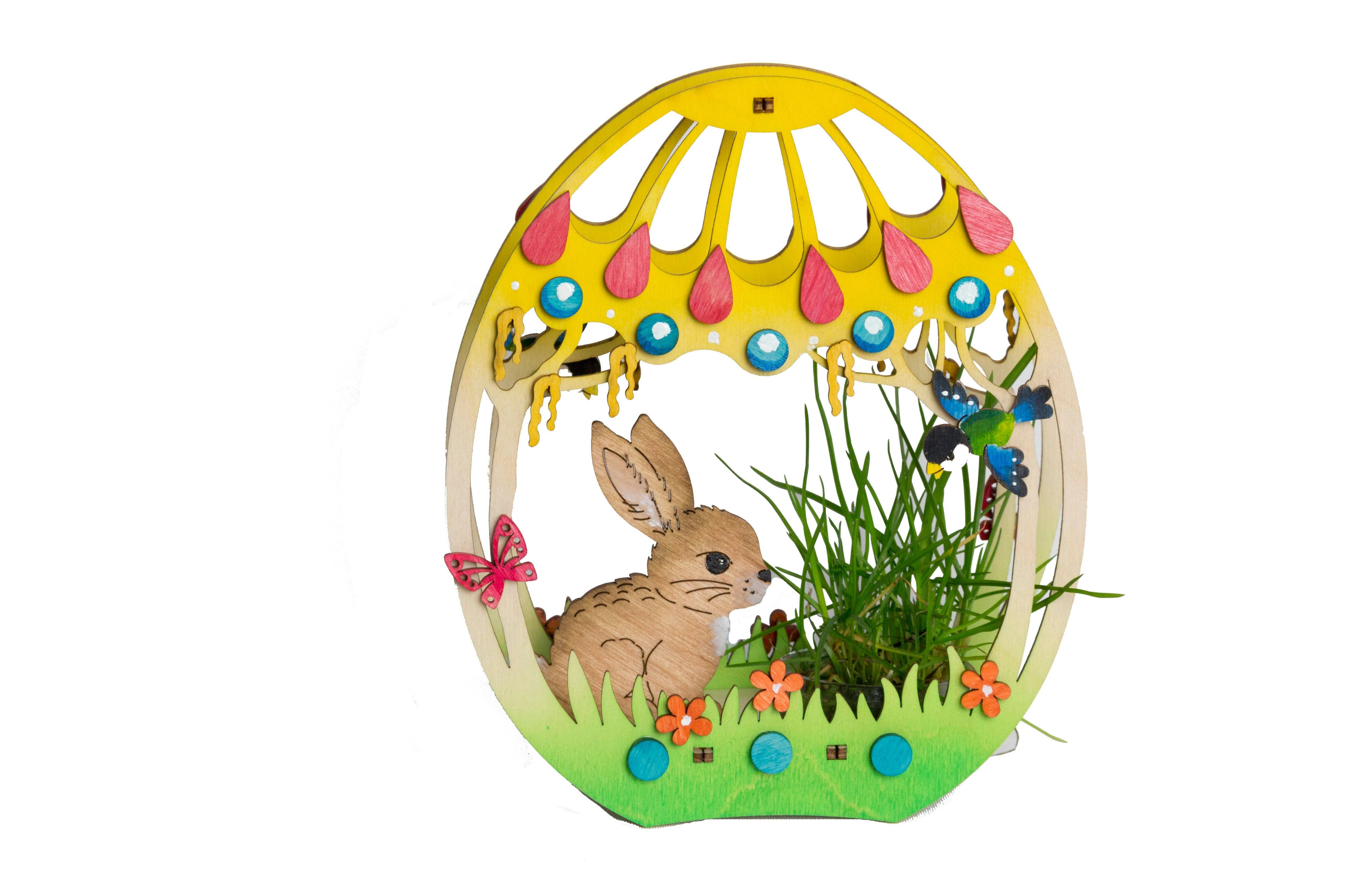 Kuhnert Kreativset Teelichthalter Osterei - aus Naturholz, zum Verschönern von Tisch, Schrank und mehr - Made in Germany